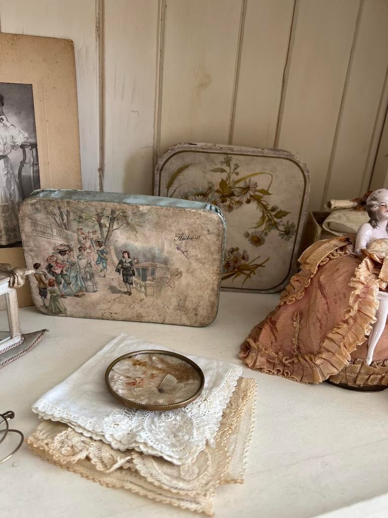 2 brocante oude doopsuiker doosjes, Ophalen of Verzenden
