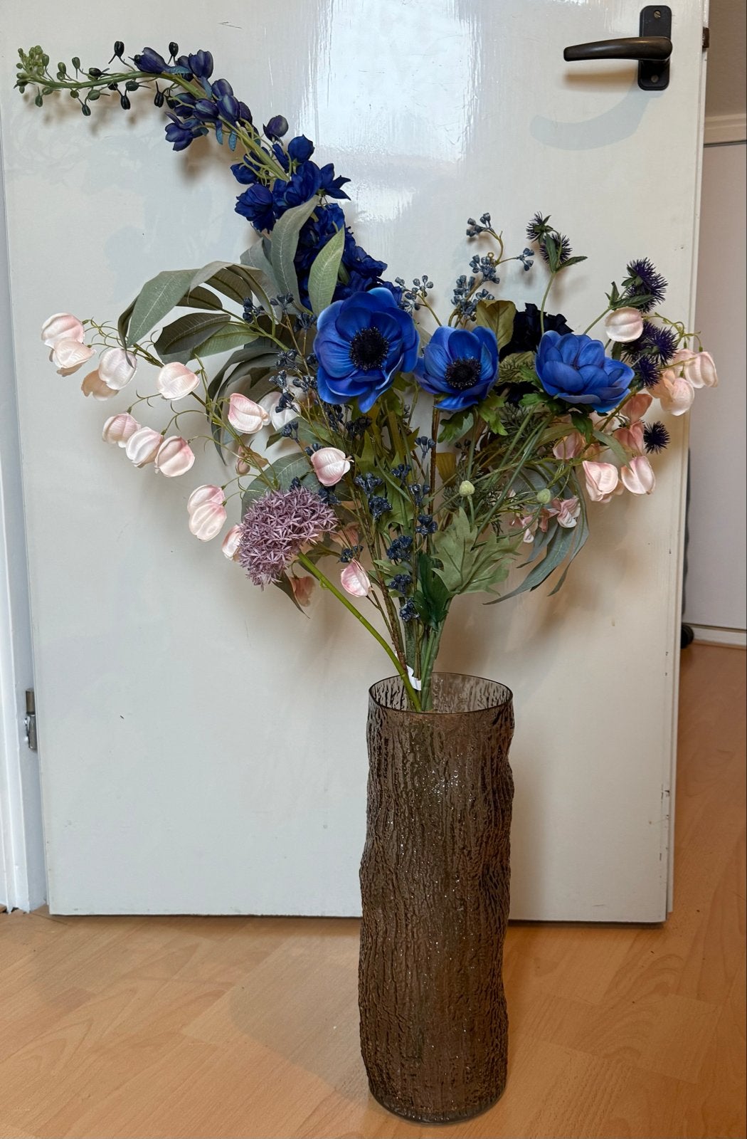 Prachtig boeket kunstbloemen - Blauw en roze, Ophalen of Verzenden, Zo goed als nieuw, Meerkleurig, Textiel