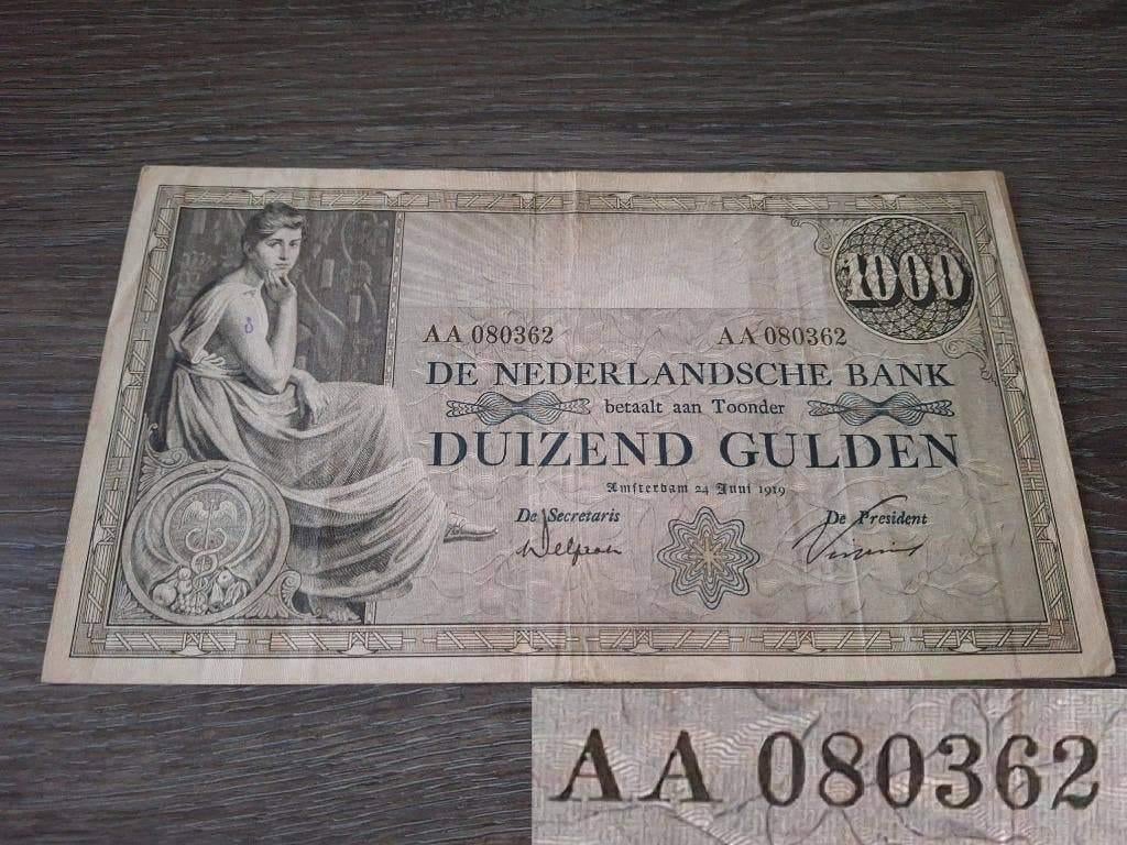Zeldzaam mooi biljet 1000 gulden Grietje Seel, 1919 (PL123c), Ophalen of Verzenden, 1000 gulden
