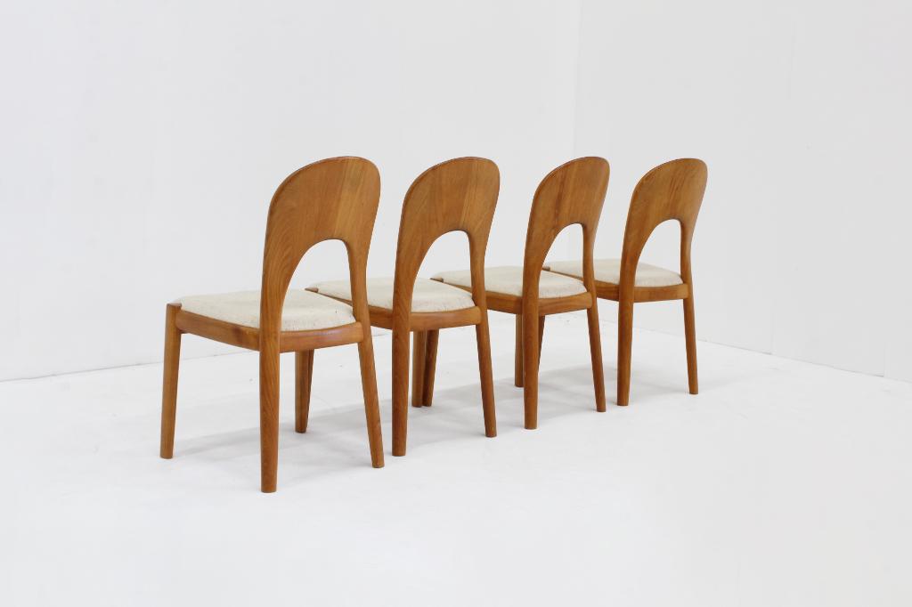 Vintage Deense eetkamer stoelen Niels Koefoed massief teak, Vintage, design, Bruin, Ophalen of Verzenden, Zo goed als nieuw
