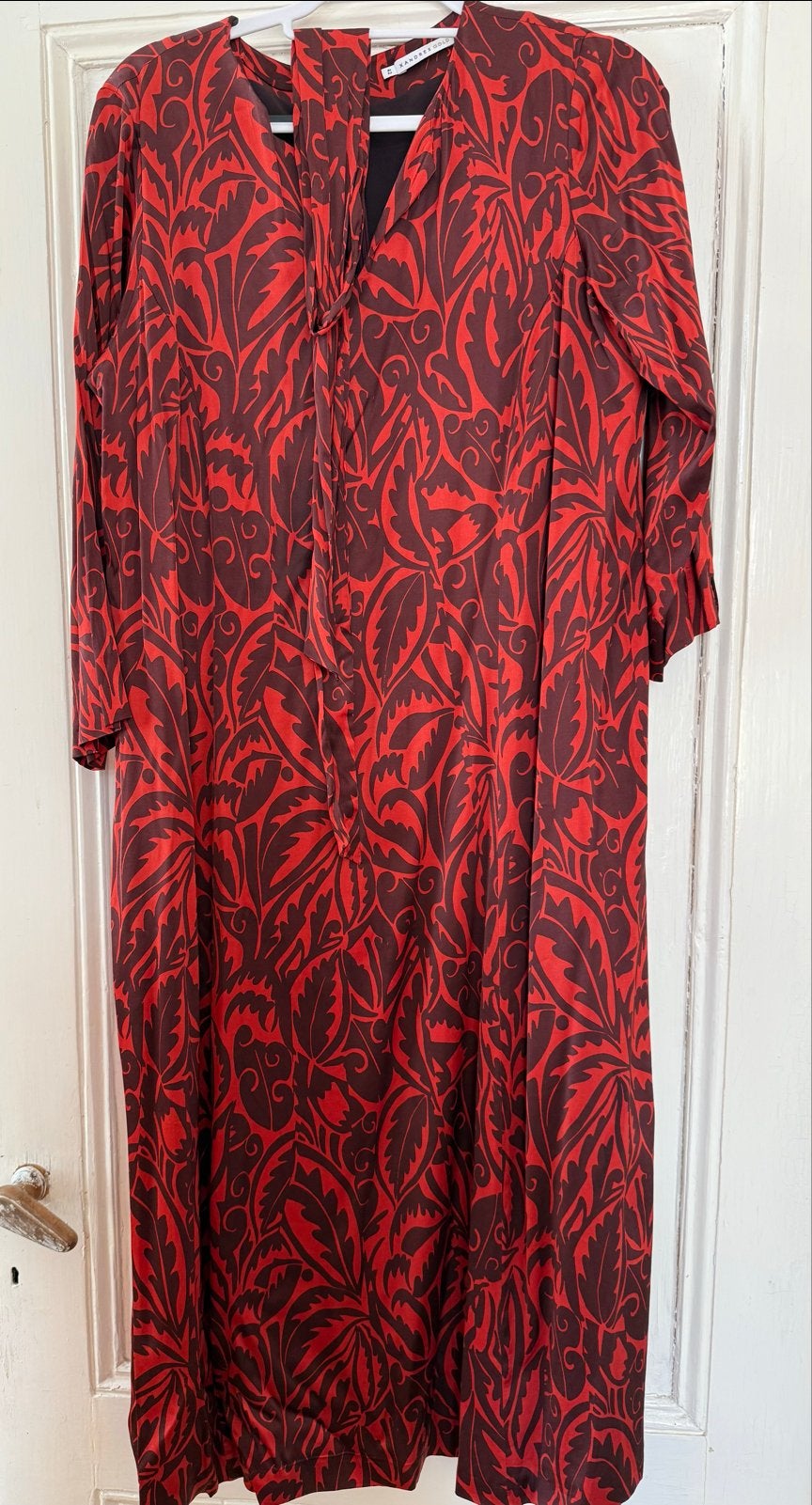 Xandres Gold jurk met bladprint, Kleding | Dames, Jurken, Maat 42/44 (L), Ophalen of Verzenden, Zo goed als nieuw, Rood