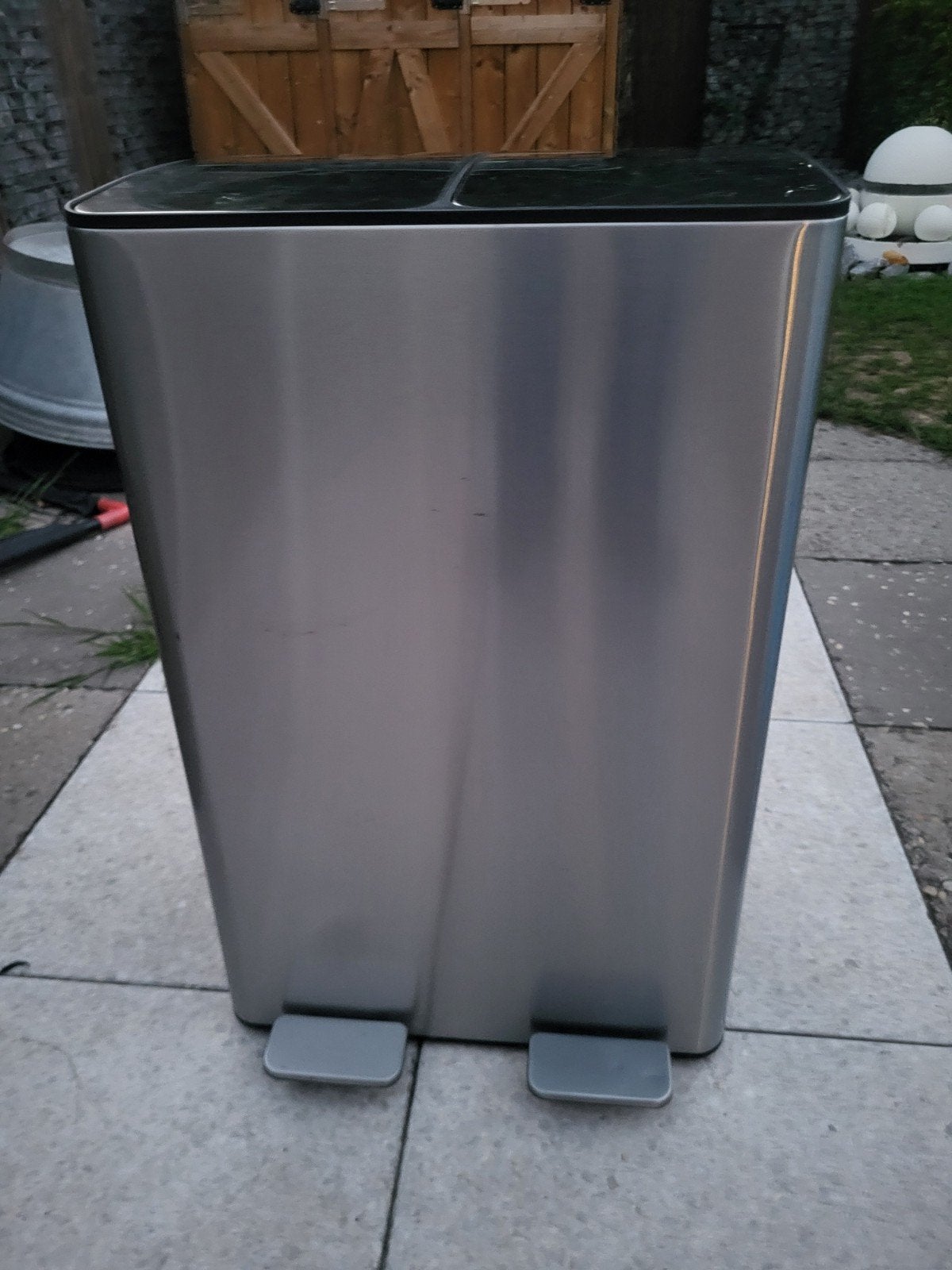 RVS Prullenbak Xenos 2x30 Liter, Ophalen, Gebruikt, Met pedaal, 40 liter of meer