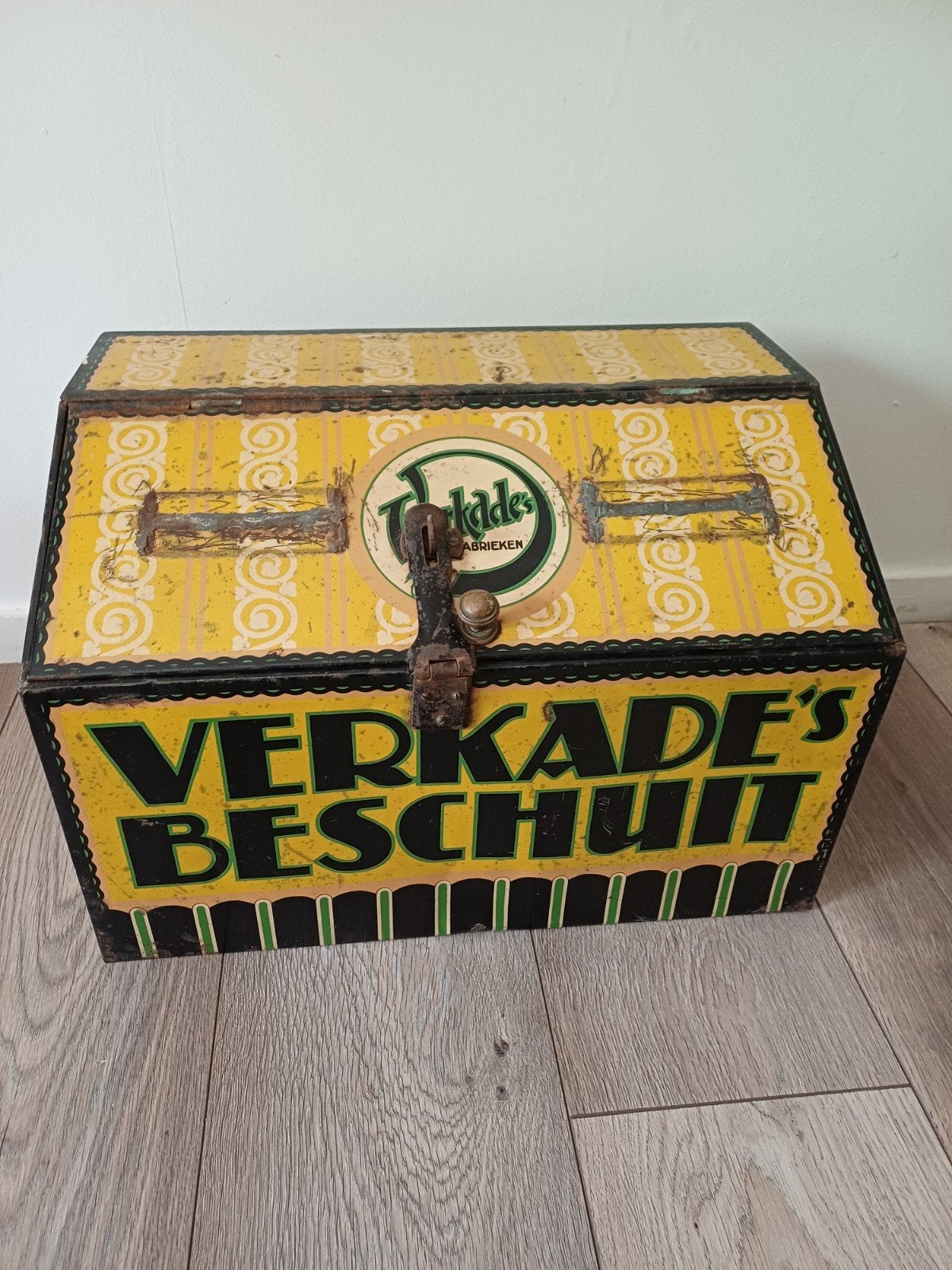 Metalen Verkade beschuit kist, Ophalen of Verzenden