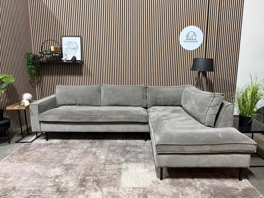 “GRATIS LEVERING” Gave Woood ribstof hoekbank! 285x195, 250 tot 300 cm, 125 tot 150 cm, Hoekbank, Ophalen of Verzenden
