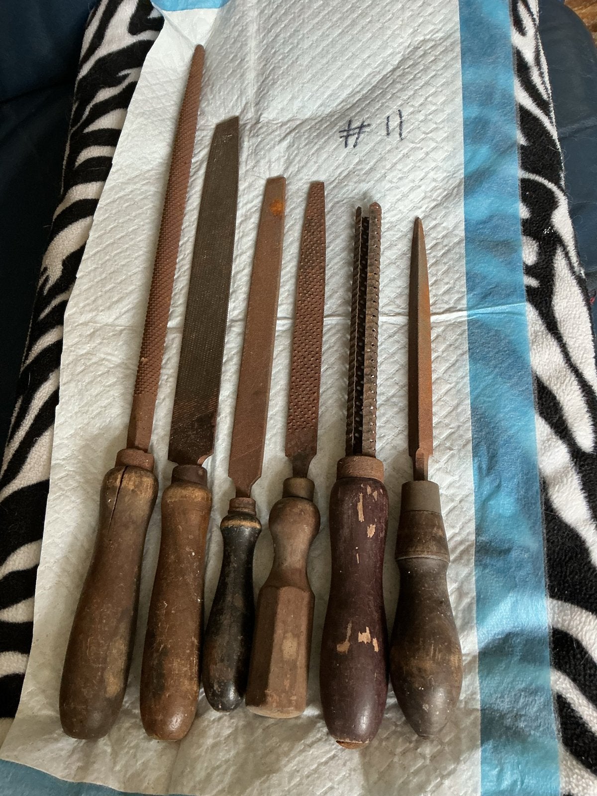 Set van 6 vintage vijlen met houten handvatten, Ophalen of Verzenden