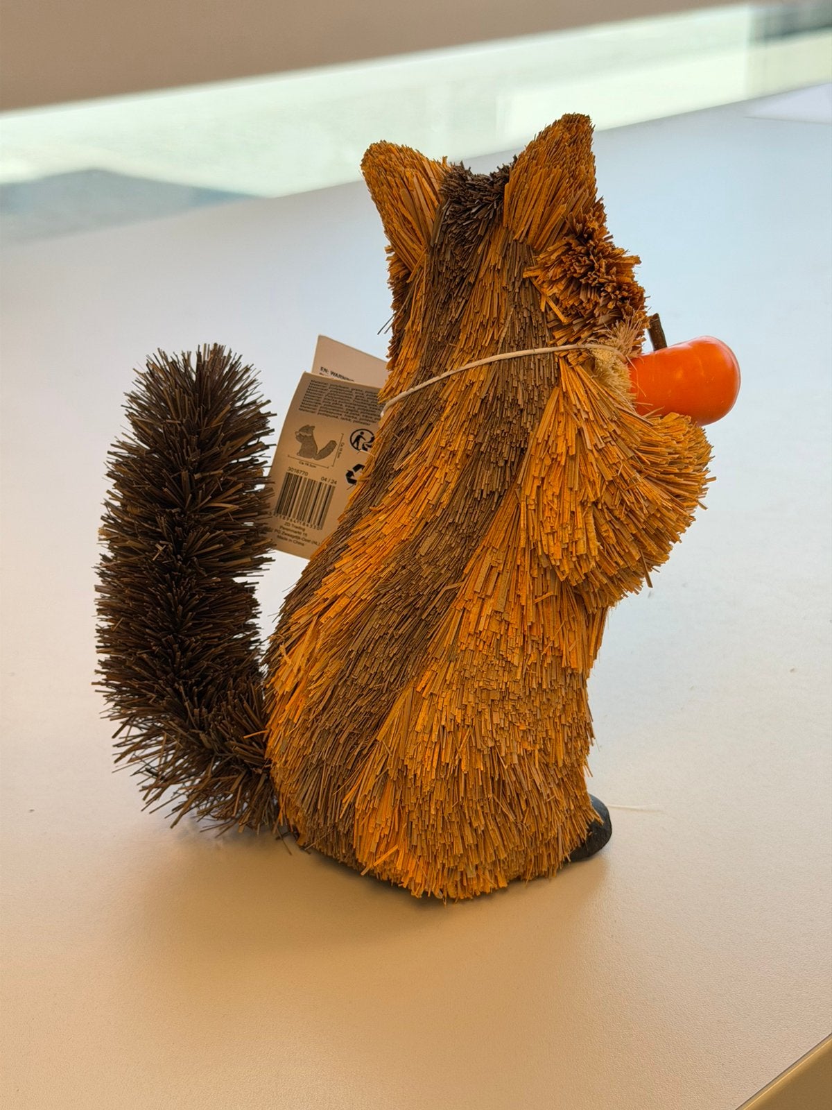 Stro Eekhoorn met Pompoen 20 cm Herfst decoratie najaar, Ophalen of Verzenden, Nieuw, Dier