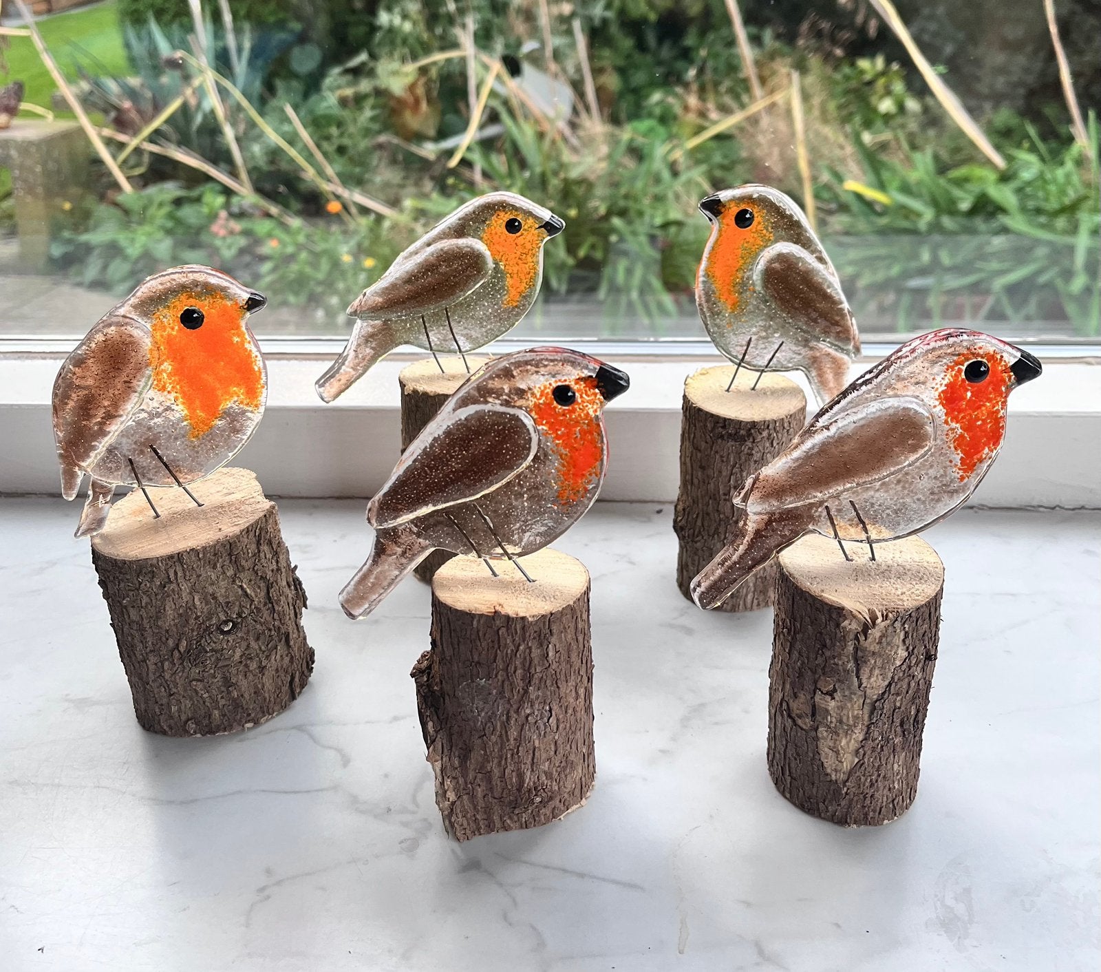 Roodborstje glasfusing glas vogel hout, Hobby en Vrije tijd, Ophalen of Verzenden, Nieuw