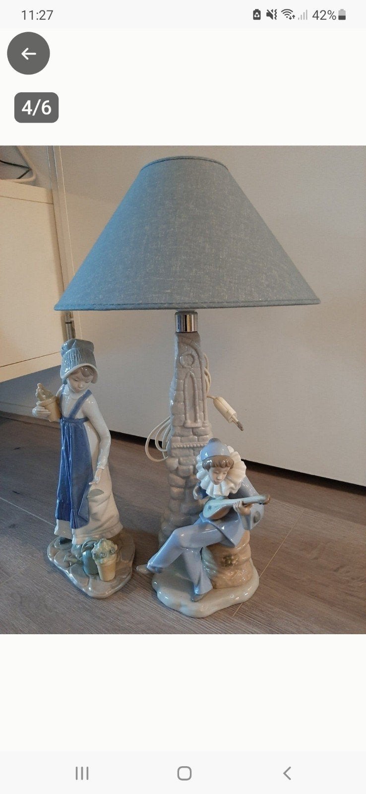 Lladró beeldjes 1 zit vast aan de lamp. Uniek. Perfecte Staa, Ophalen of Verzenden, Zo goed als nieuw, Mens