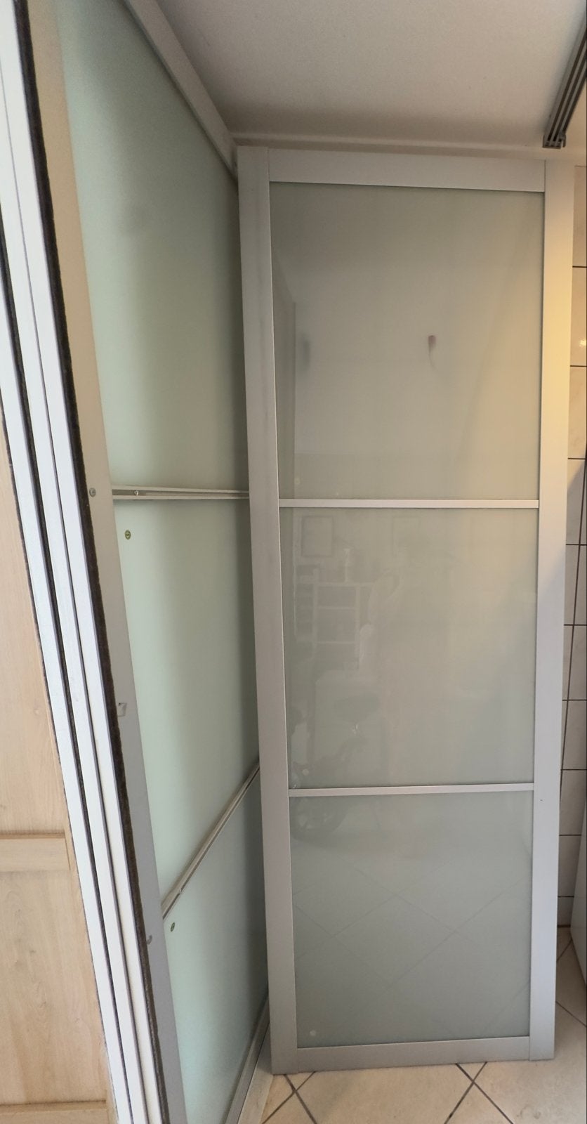 IKEA Pax Schuifdeuren - 231x77,5 cm - Melkglas/Aluminium, Ophalen, Gebruikt, 200 cm of meer, 50 tot 100 cm
