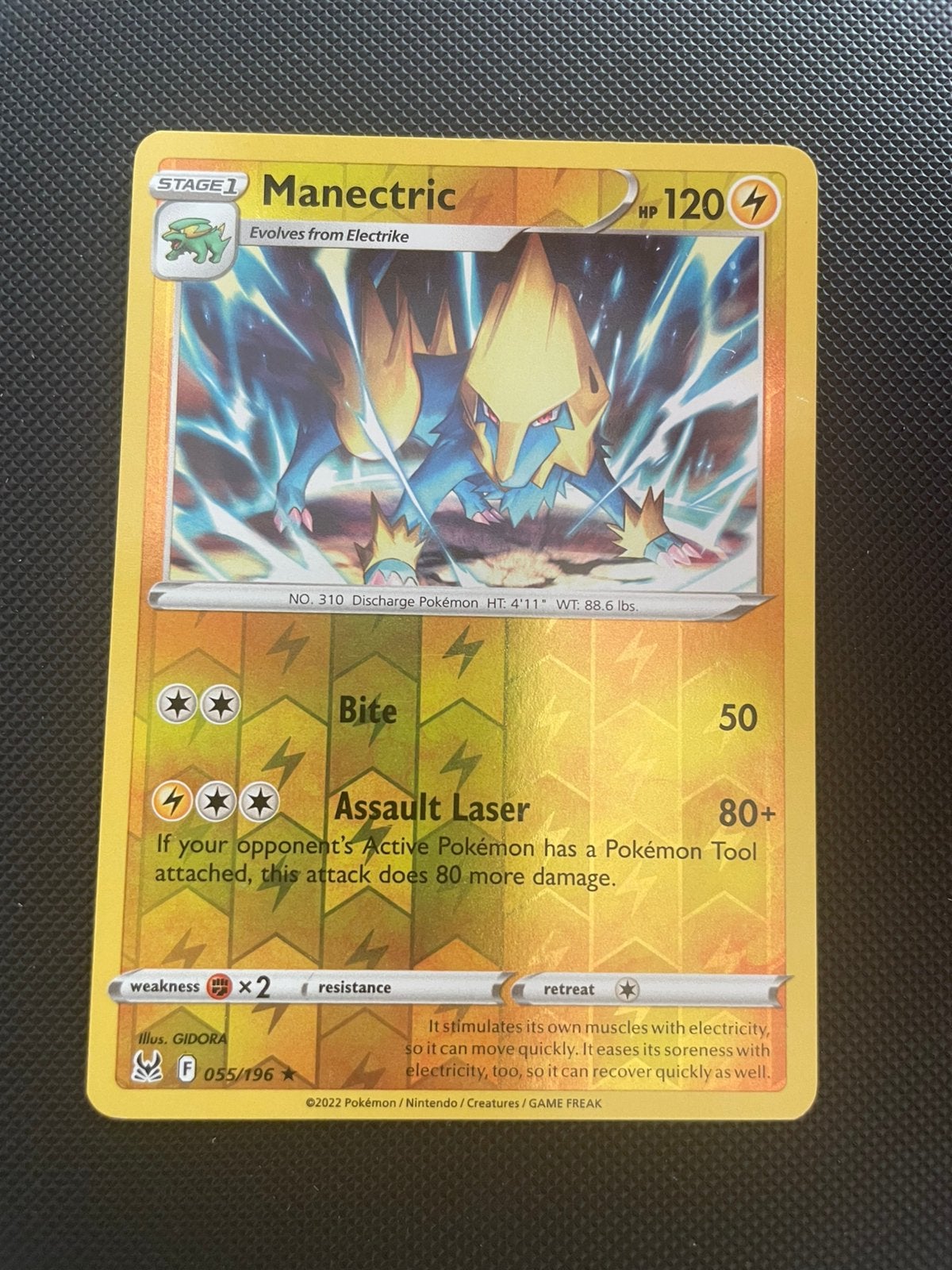 Manectric 055/196 Rare Reverse Holo Lost Origin, Verzenden, Zo goed als nieuw