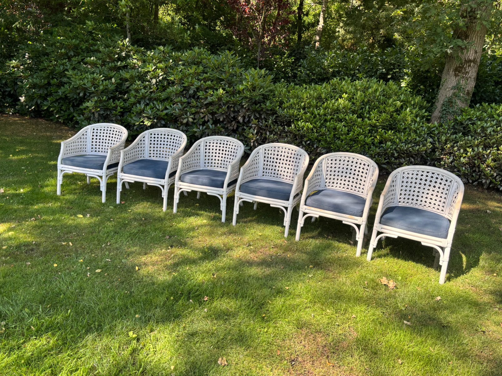 Rotan bamboe stoelen 6 faux bamboo, Ophalen, Gebruikt, Rotan