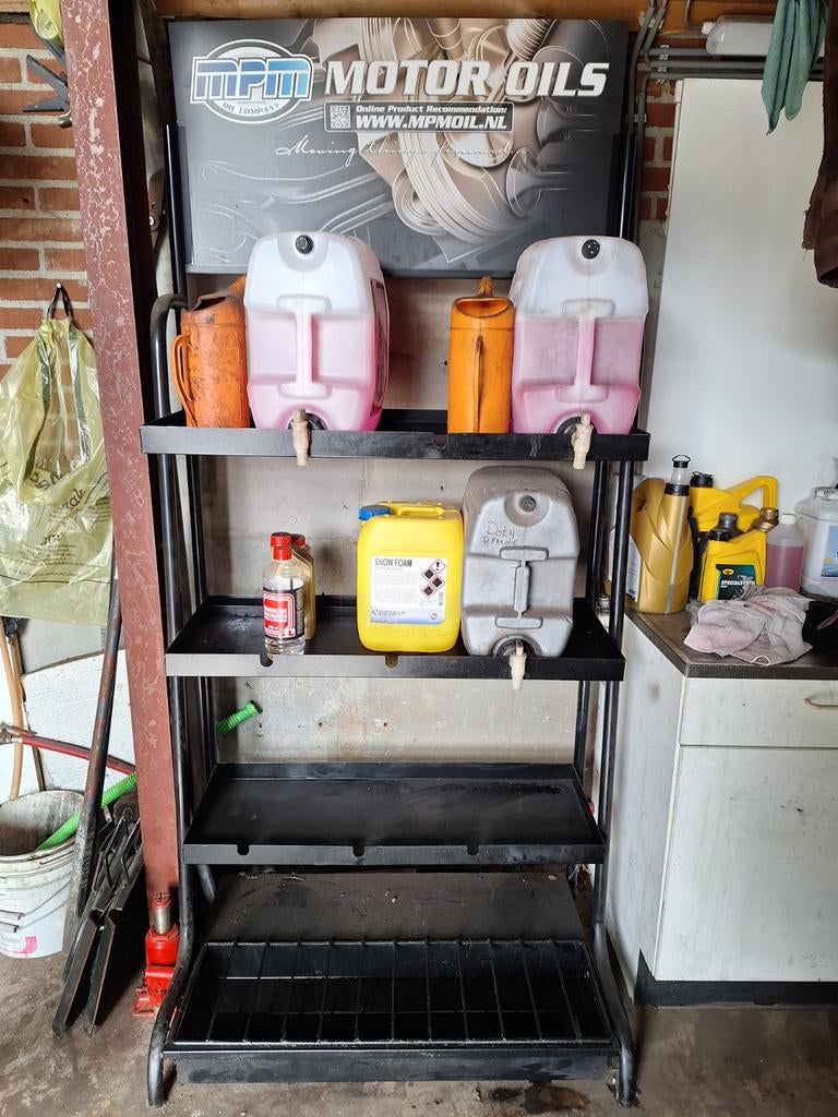 MPM Olierek met opvangbak - 9x 20L kannen, Ophalen of Verzenden