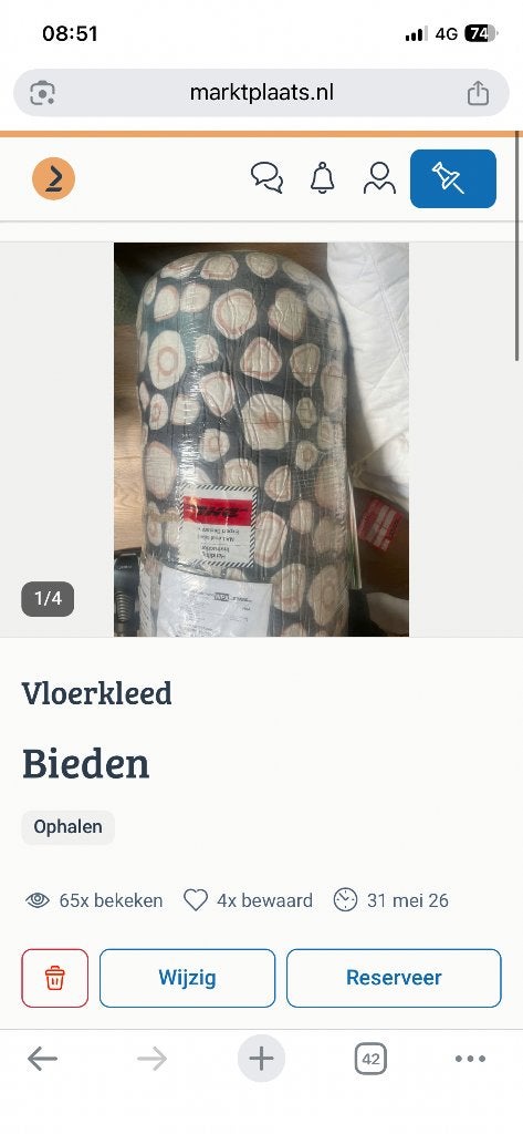 Vloerkleed, Huis en Inrichting, Stoffering | Tapijten en Kleden, Ophalen, Vierkant, 200 cm of meer, Roze