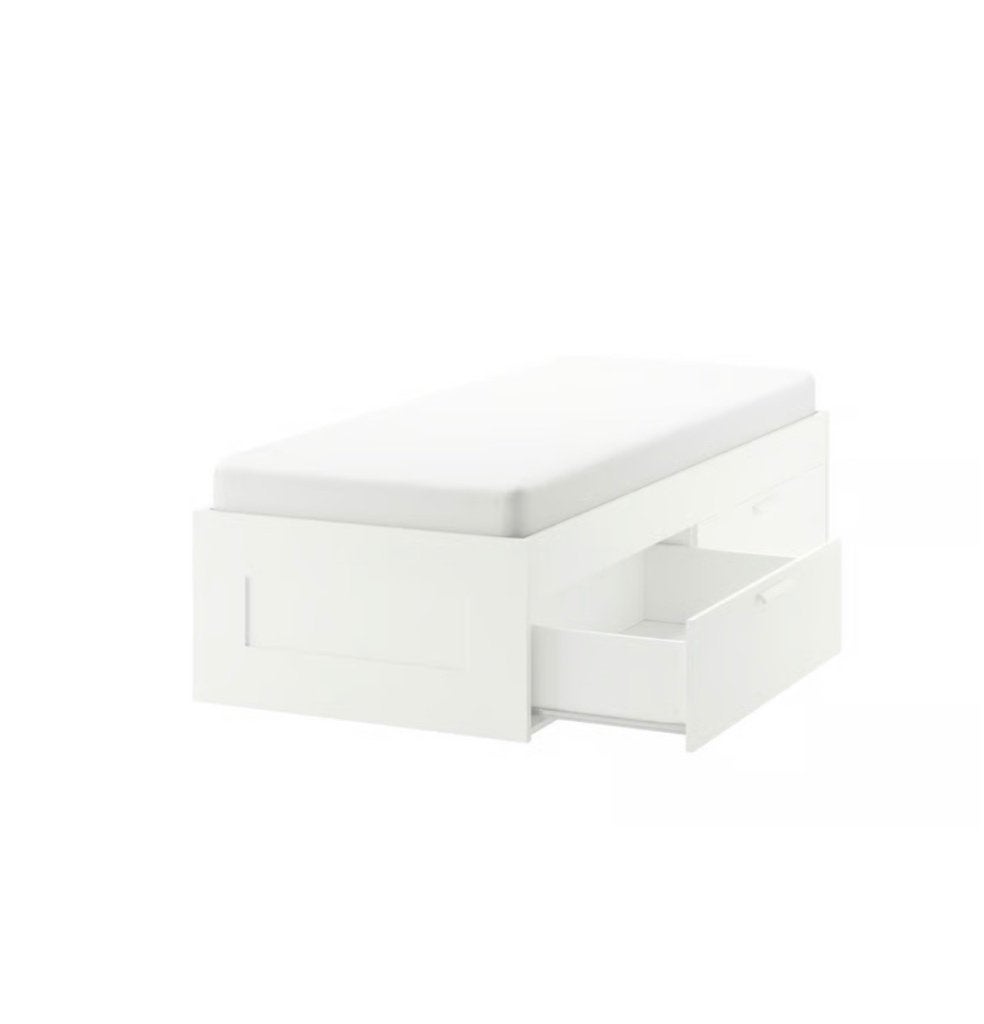 Brimnes bed ikea 90x200 cm met opberglades, Ophalen, Gebruikt, 90 cm, Eenpersoons