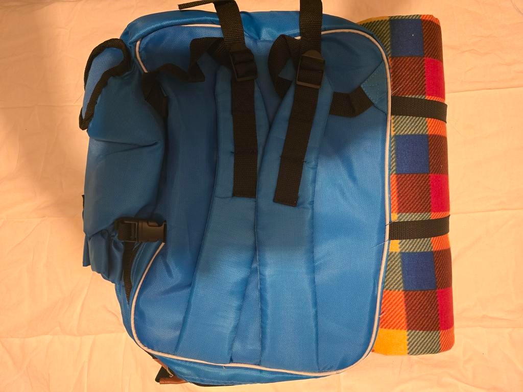 Blauwe picknickrugzak met deken en bestek, Hobby en Vrije tijd, Picknickmanden, Ophalen of Verzenden, Nieuw