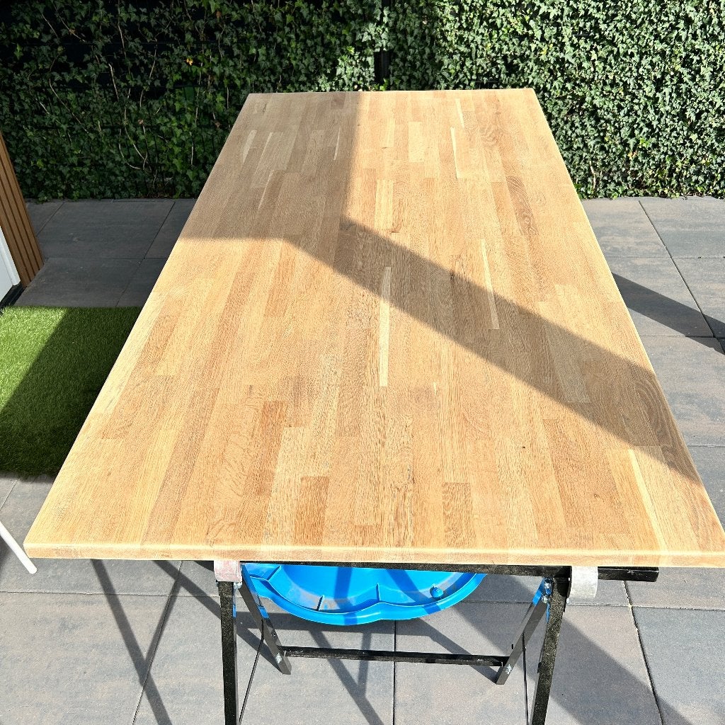 Massief eiken tafelblad, Huis en Inrichting, Ophalen, Eikenhout, 200 cm of meer, 50 tot 100 cm