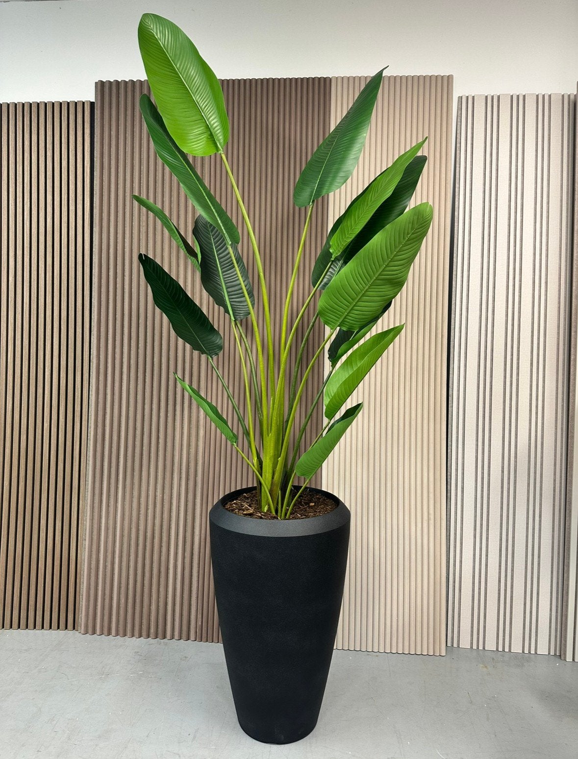 Luxe XXL Strelitzia Kunstplant 250cm – Zwarte Designvaas, Ophalen of Verzenden