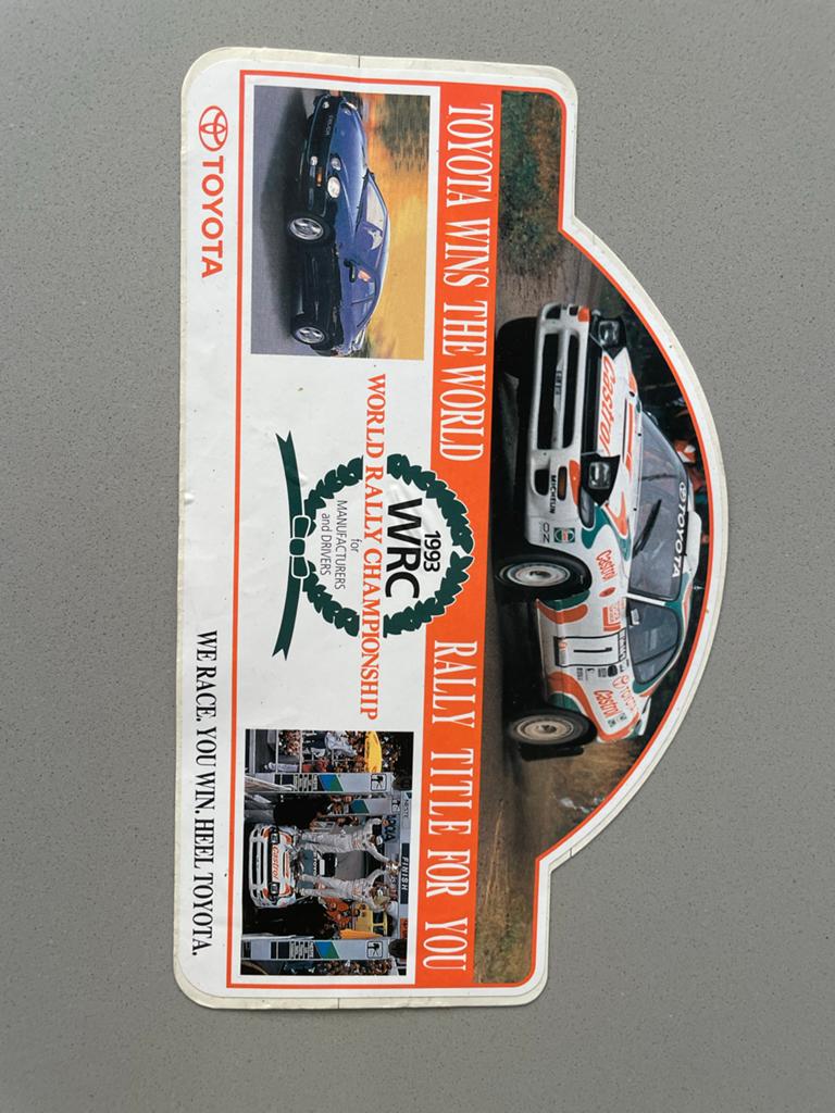 Vintage Toyota WRC Rally Kampioenschap Sticker 1993, Ophalen of Verzenden, Nieuw, Auto of Motor
