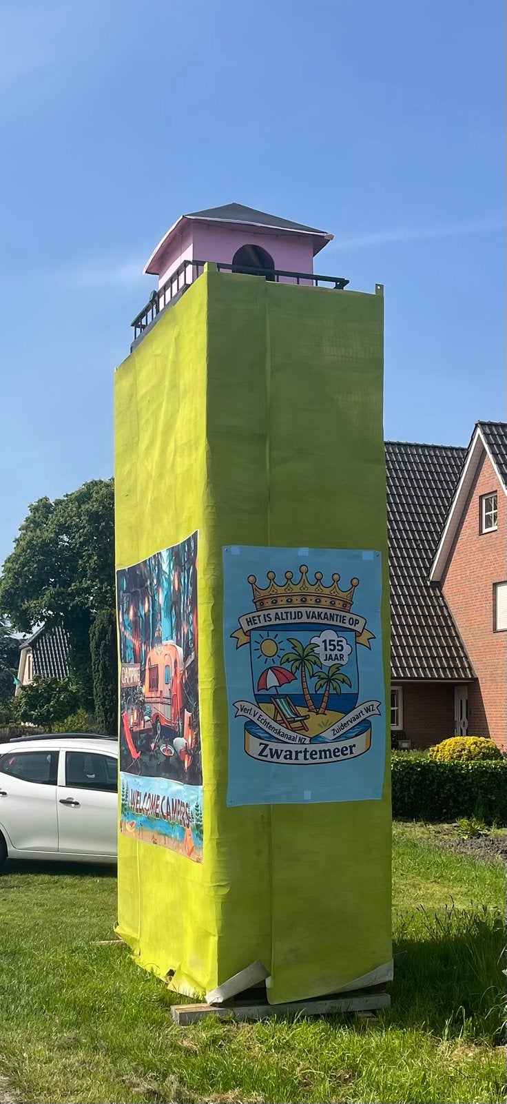 Straatversiering, dorpsfeest ipv bogen pilaren x4, Ophalen, Gebruikt