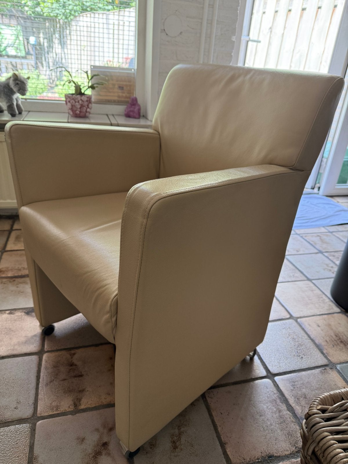 Gratis 4 leren stoelen zsm ophalen!, Ophalen, Gebruikt, 50 tot 75 cm, Leer