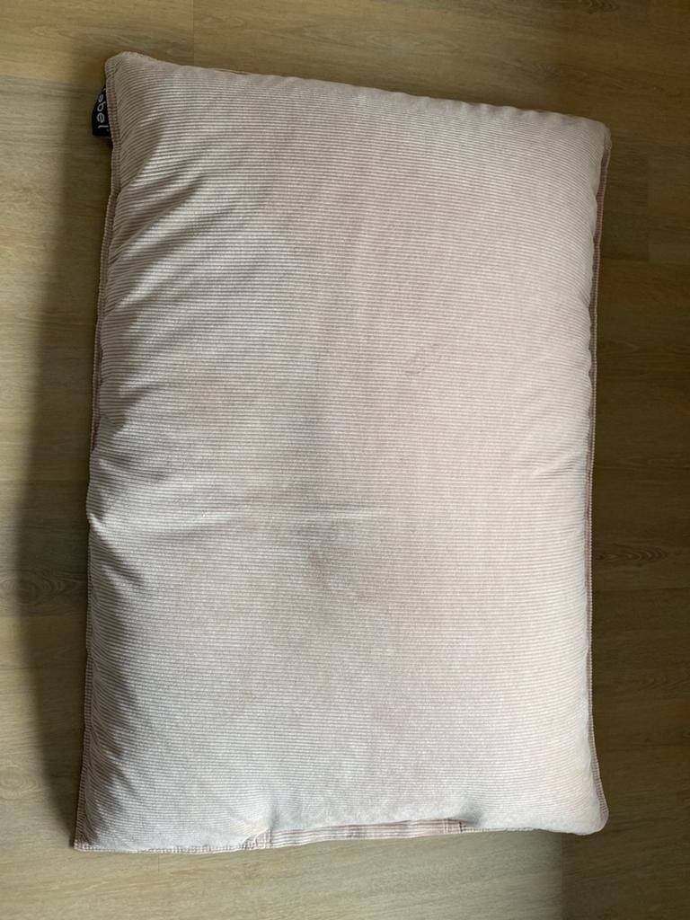 Lebel Zitzak roze 100x150 rib velours, Huis en Inrichting, Zitzakken, Ophalen, Zo goed als nieuw, Roze, Zitzak