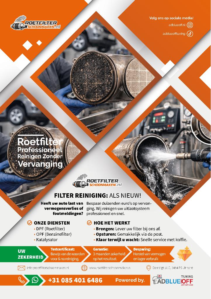 Roetfilter of katalysator verstopt? Professionele reiniging, Diensten en Vakmensen, Auto en Motor | Monteurs en Garages, Overige werkzaamheden