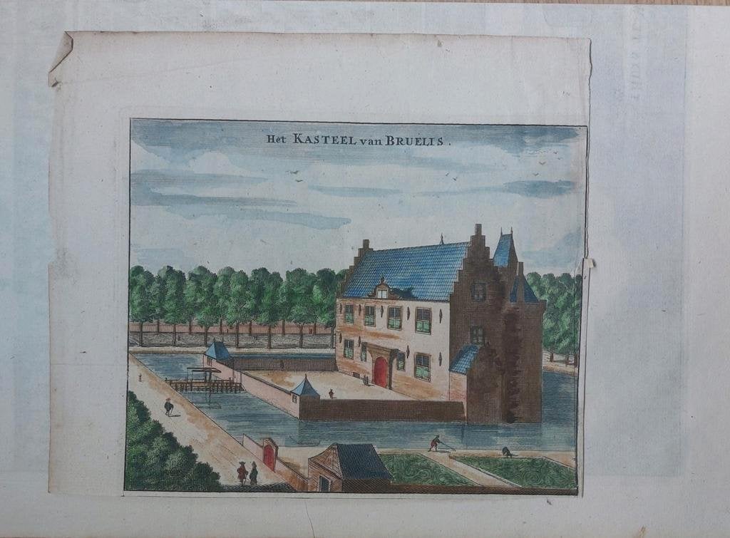 33 / Het kasteel van Bruelis te Middelburg Gekleurde gravure, Ophalen of Verzenden