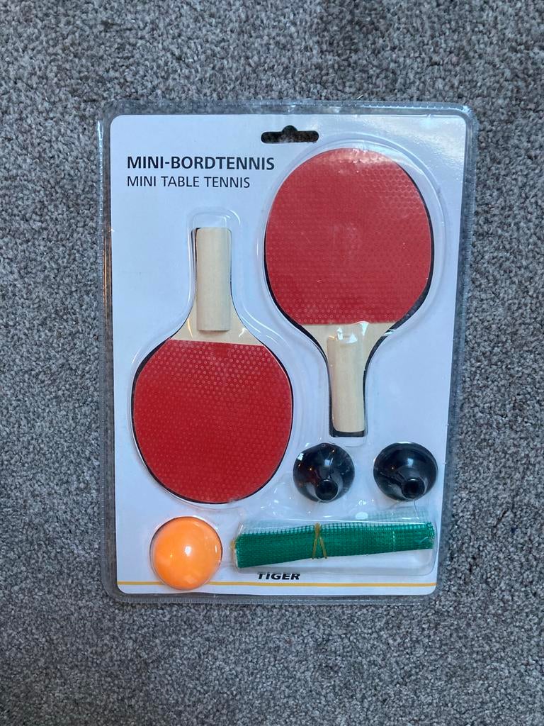 Mini-bordtennis set, Sport en Fitness, Tafeltennis, Ophalen of Verzenden, Nieuw, Net, Batje(s) of Balletje(s)