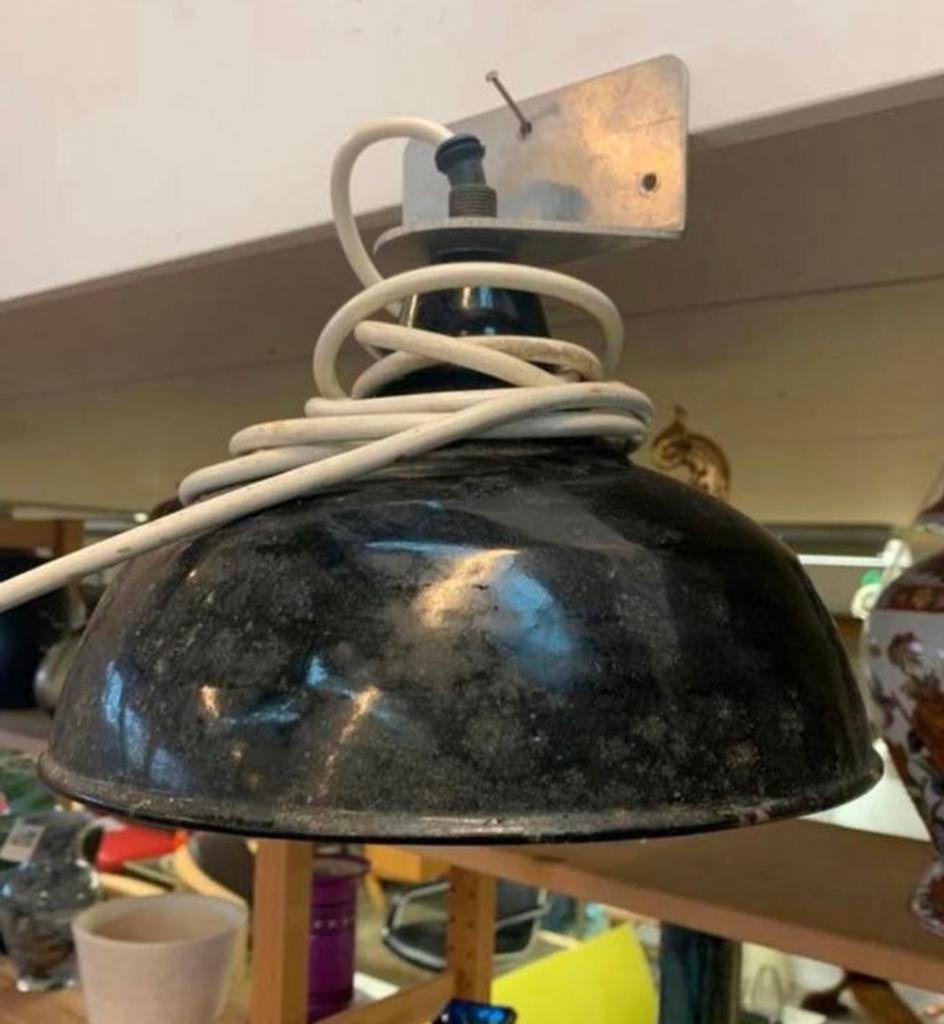 Vintage Lamp emaille industriële fabriek lamp jaren 60., Ophalen of Verzenden