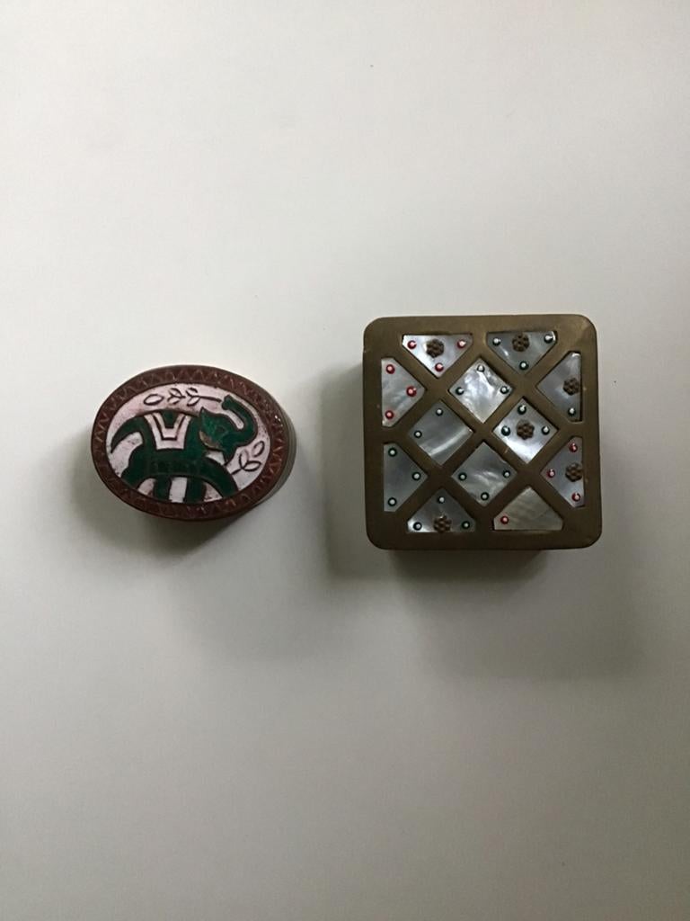 2 koperen kleine dekseldoosjes, Antiek en Kunst, Antiek | Koper en Brons, Ophalen of Verzenden, Koper