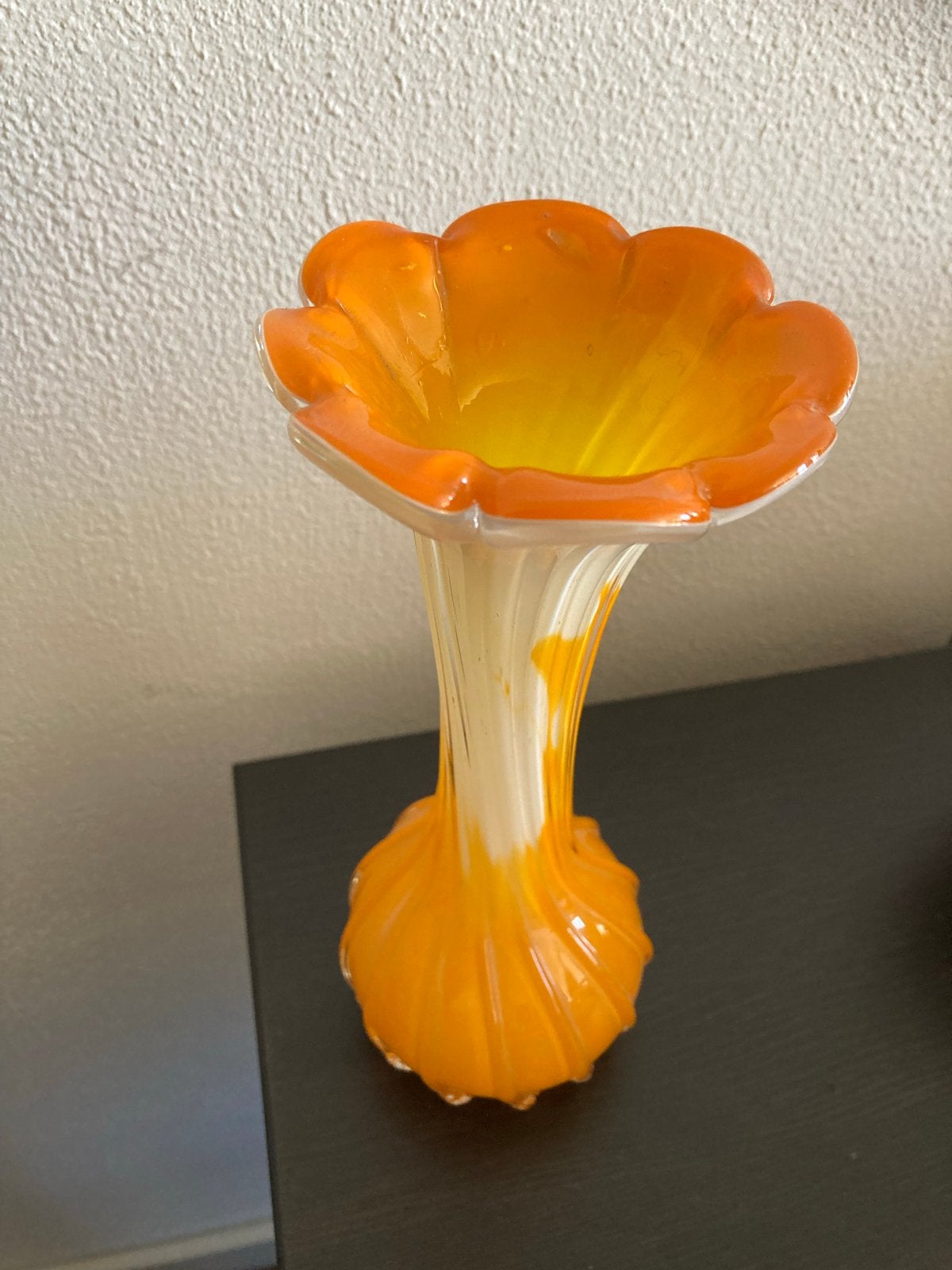 Vintage handgeblazen mid century vaas Calla Lilly, Ophalen of Verzenden