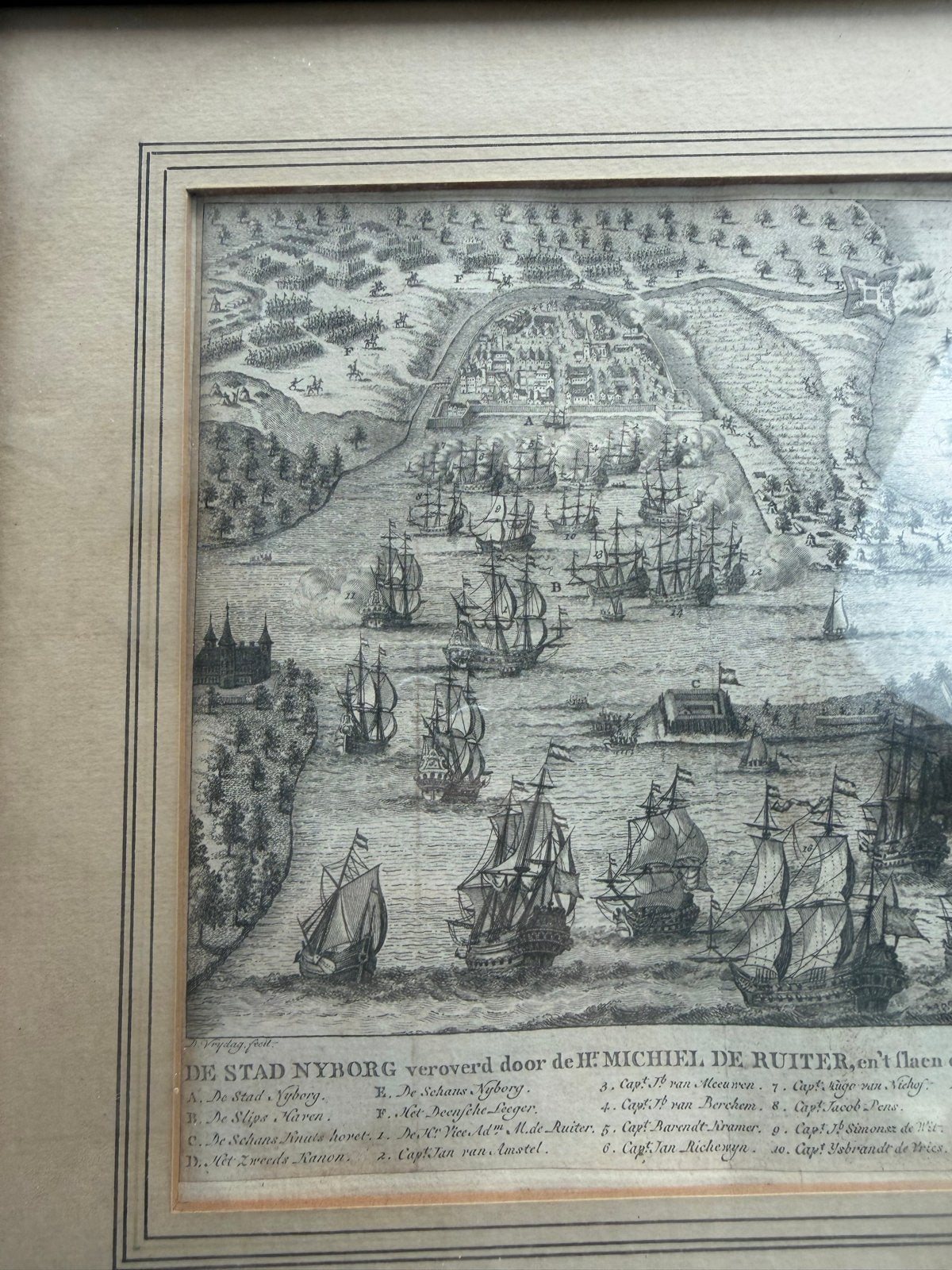 Historische kopergravure Daniël Stoopendaal (1672–1726), Ingelijst, Militair, Ophalen of Verzenden, Gravure