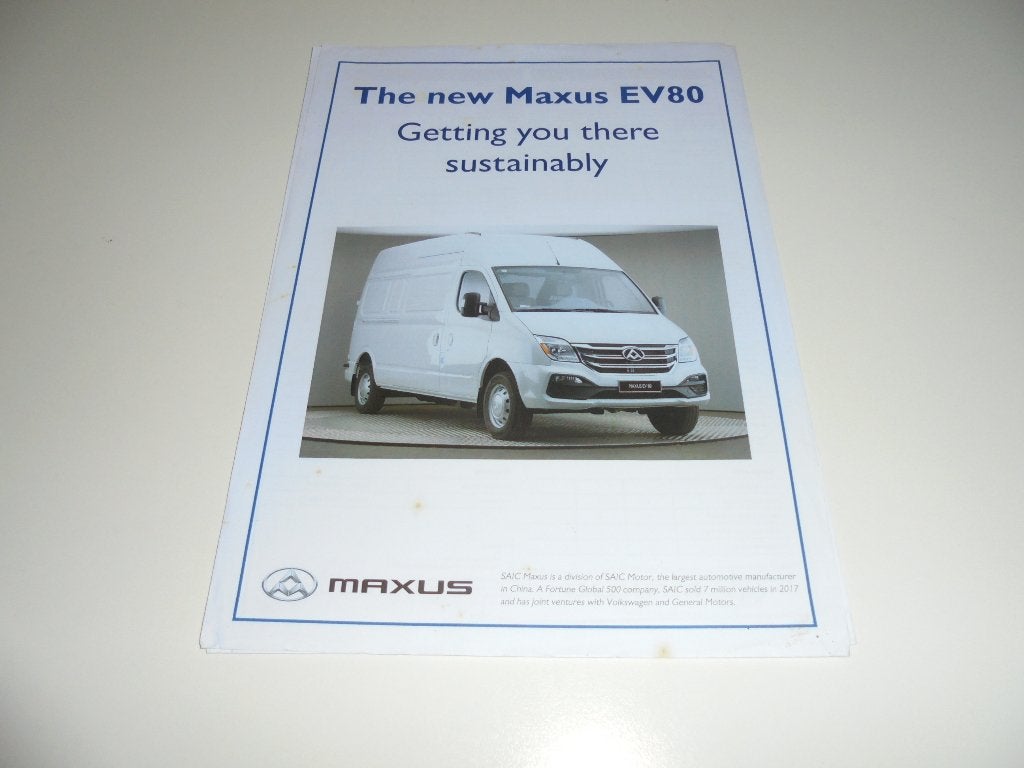 leaflet Maxus EV80 bestelwagen  2018, Ophalen of Verzenden, Gelezen, Overige merken