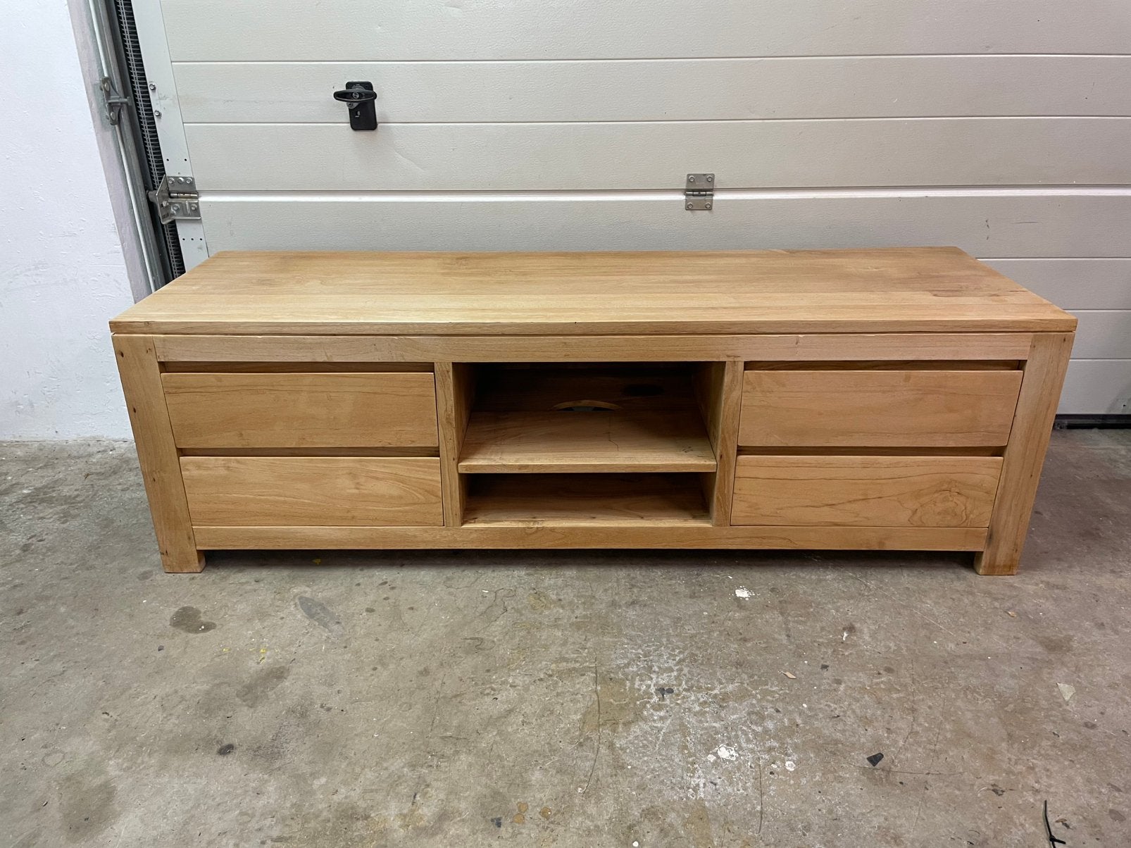 Teak houten tv meubel, Ophalen, 150 tot 200 cm, Zo goed als nieuw, Minder dan 100 cm