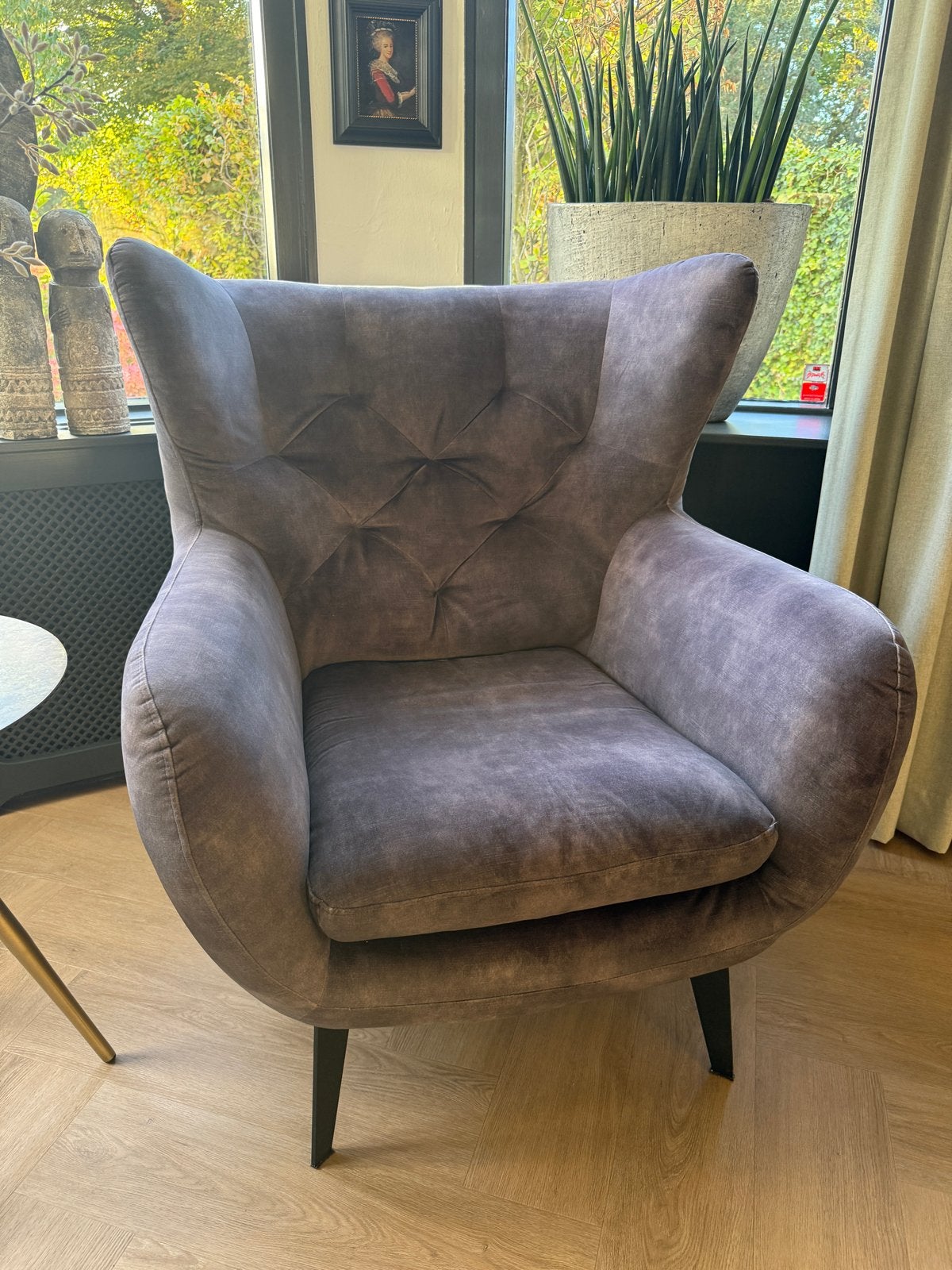 Comfortabele fauteuil - grijs, Ophalen, Gebruikt, Stof, 75 tot 100 cm