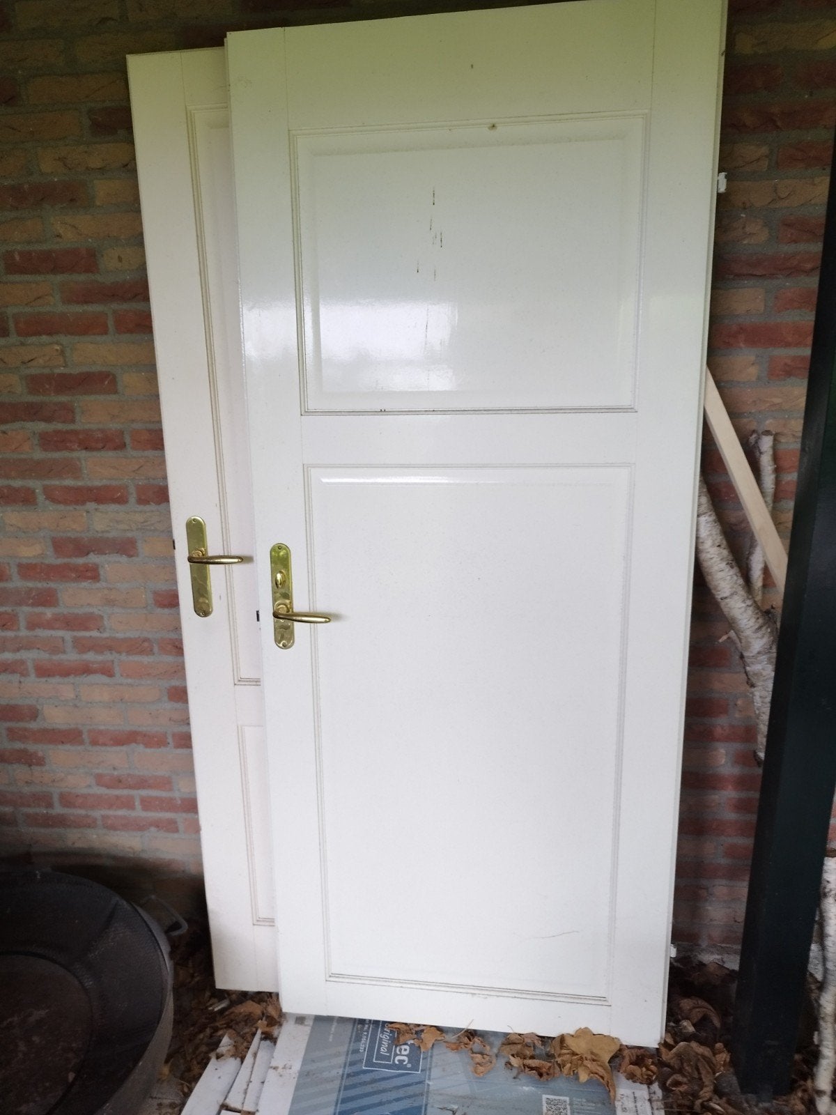 Set van 2 witte opdek binnendeuren met paneeldesign, Ophalen, Gebruikt, Binnendeur, 200 tot 215 cm