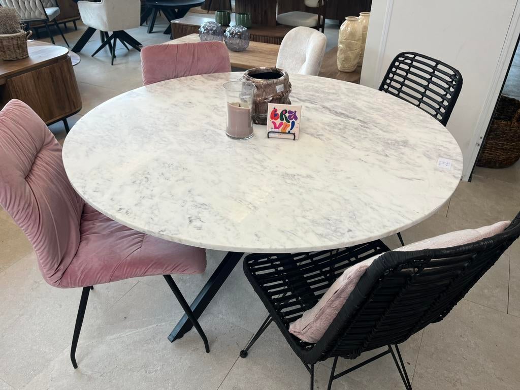 Magazijn leegverkoop ronde eettafel marble white marmer 299