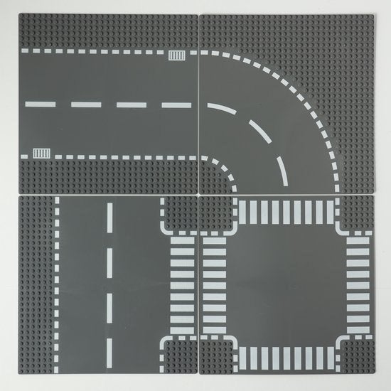 Lego Wegenplaten 7280 bocht, T-splitsing, kruising, recht, Overige thema's, Lego, Ophalen of Verzenden, Zo goed als nieuw