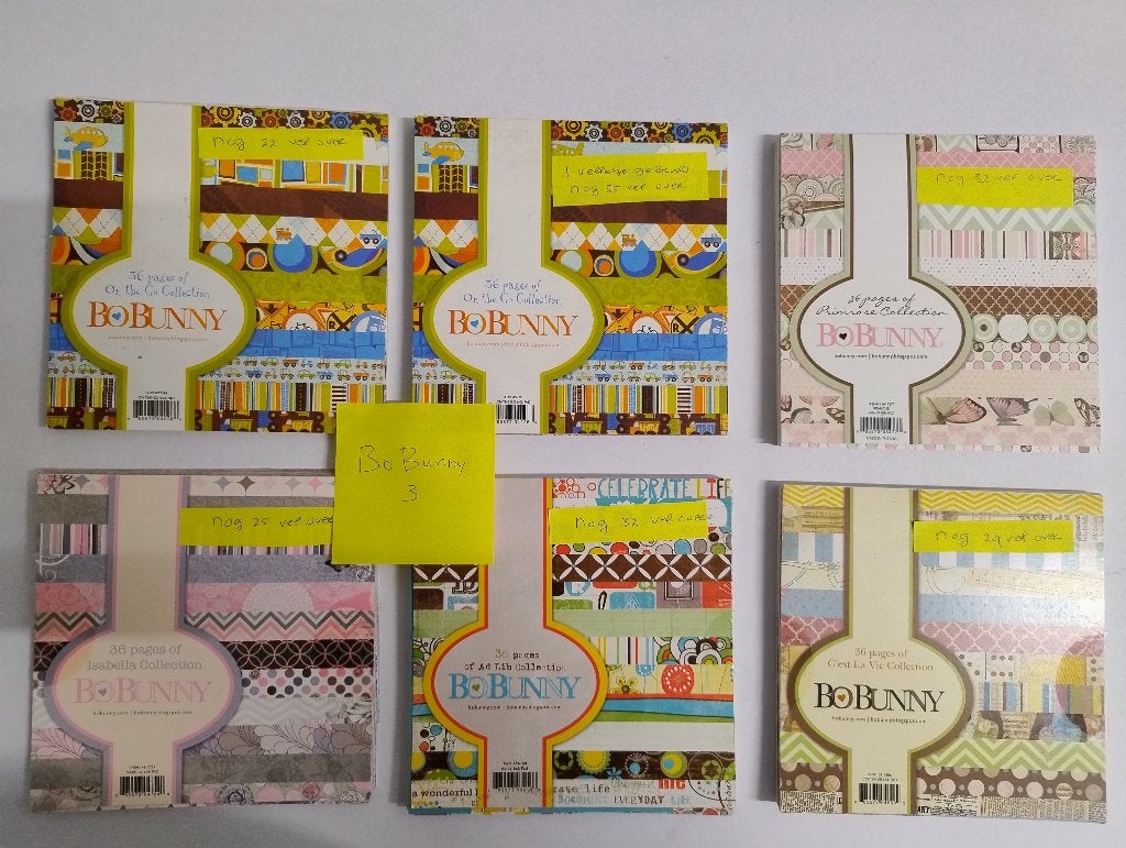 BoBunny (3)  6 x 6 Scrapbooking paper pads (6 stuks), Ophalen of Verzenden, Gebruikt, Overige thema's, Overige typen