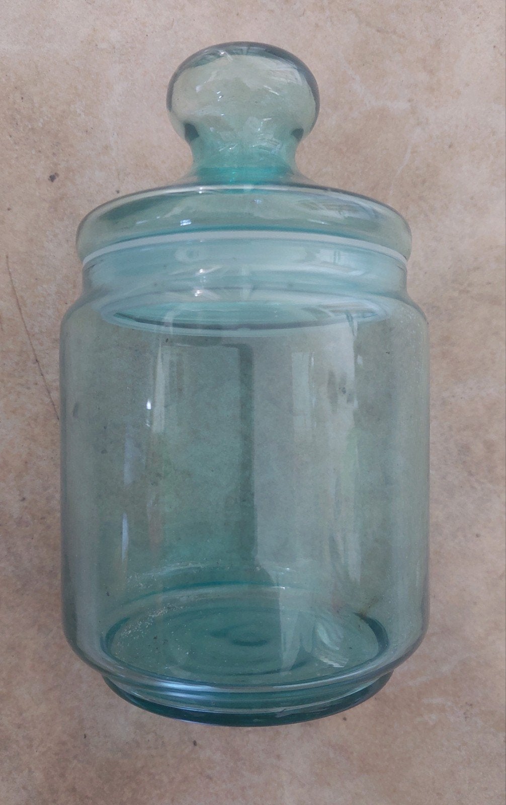 Vintage Glazen Pot met Deksel - Aqua Blauw, Antiek en Kunst, Ophalen of Verzenden