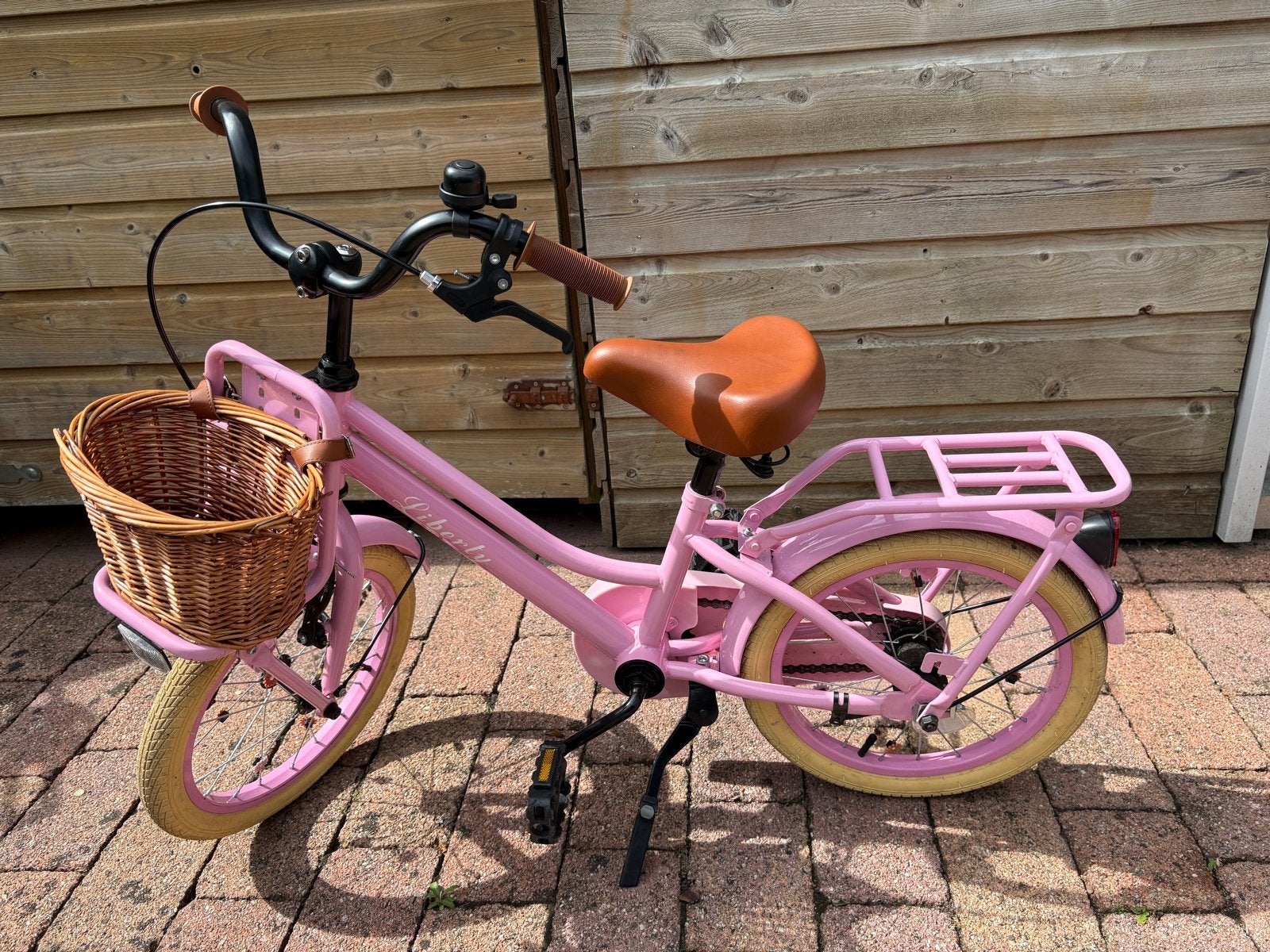Roze kinderfiets Liberty Spirit 16 inch met terugtraprem, Ophalen, Gebruikt, Terugtraprem, 16 tot 20 inch