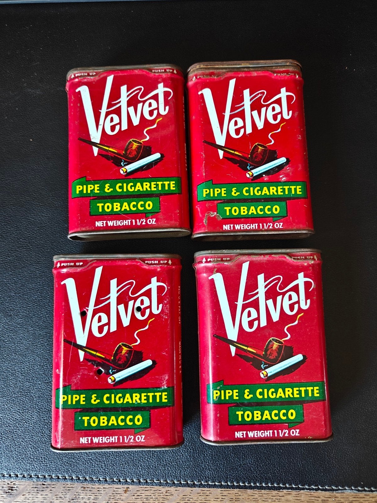 vintage velvet tabaksblikjes, Ophalen of Verzenden, Gebruikt