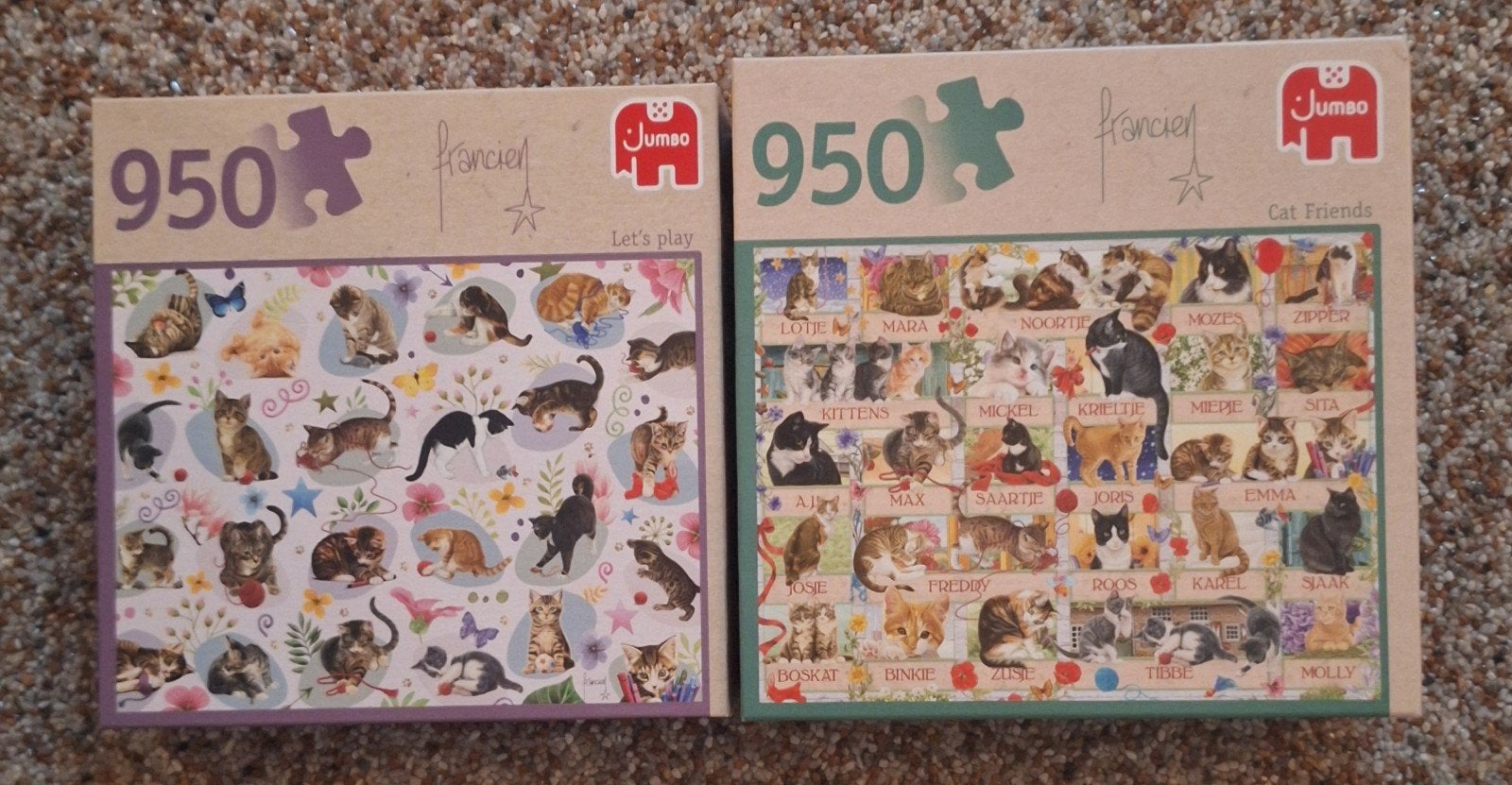 2 Jumbo Francien's Katten Puzzels - 950 Stukjes, Ophalen, 500 t/m 1500 stukjes, Zo goed als nieuw, Legpuzzel