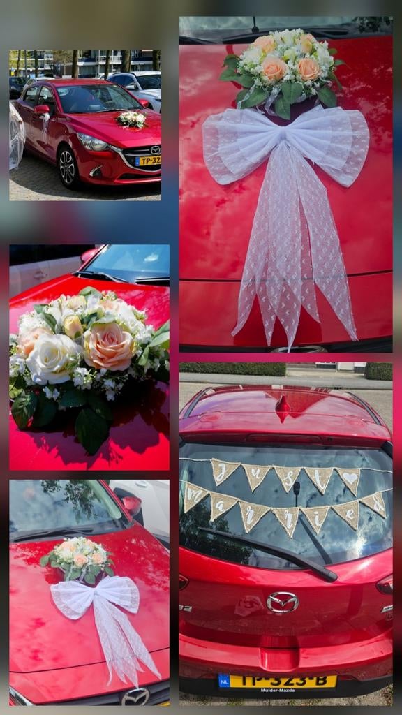 TE HUUR: Trouwauto decoratie set, Ophalen, Zo goed als nieuw