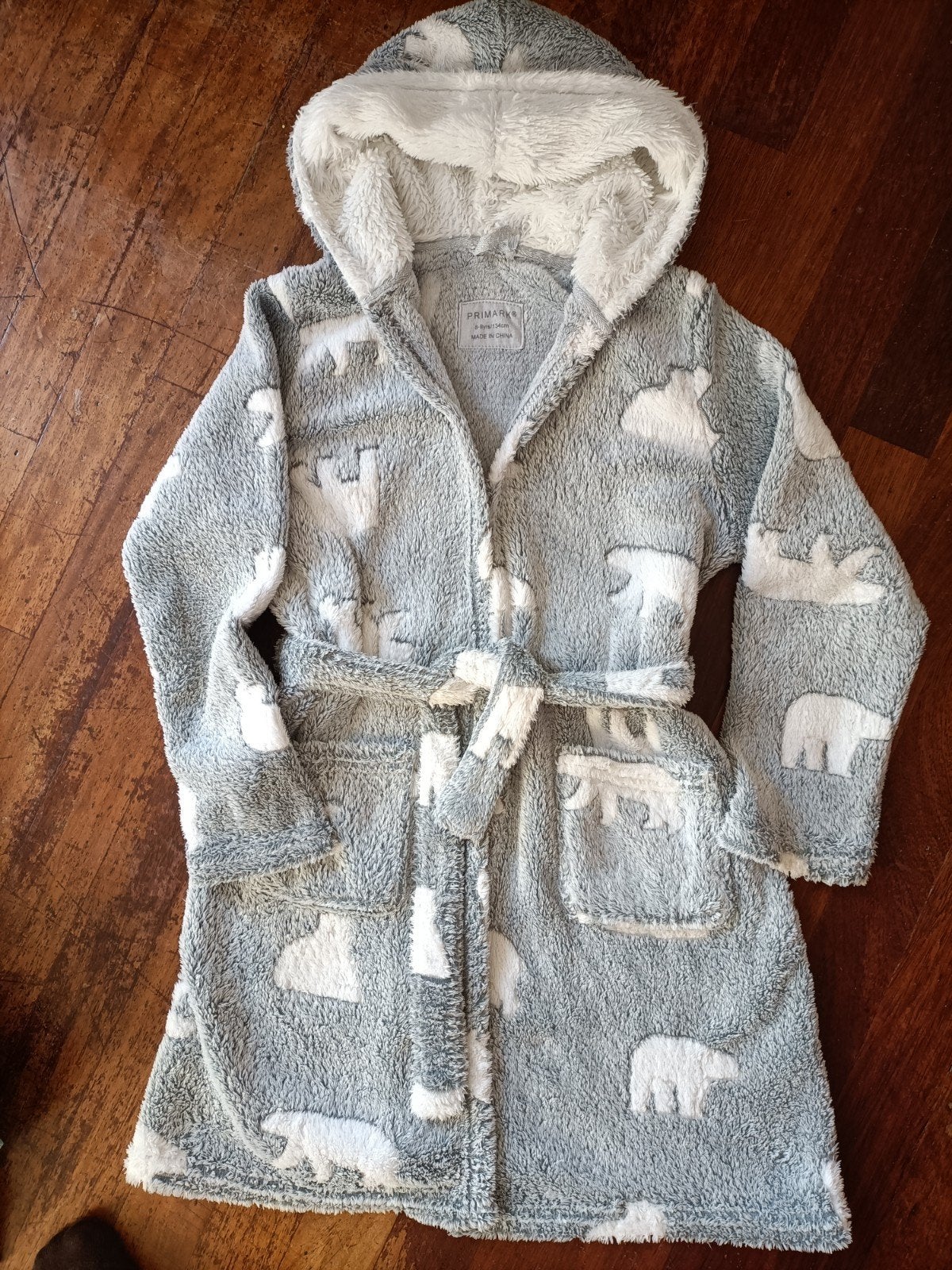 Primark Badjas Kinderen - Grijs met IJsberen (8-9 jaar), Ophalen of Verzenden, Zo goed als nieuw, Primark, Jongen of Meisje