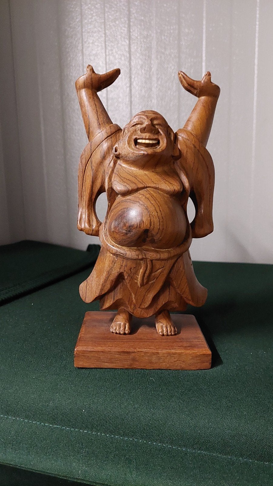 Houten Boeddha uit India - Bombay ( Mumbai ), Gebruikt, Handgemaakt, Ophalen of Verzenden, Hout