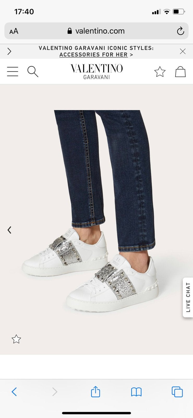 Valentino Garavani sneakers wit -zilver Rockstud mt. 37,5, Wit, Ophalen of Verzenden, Sneakers of Gympen, Zo goed als nieuw