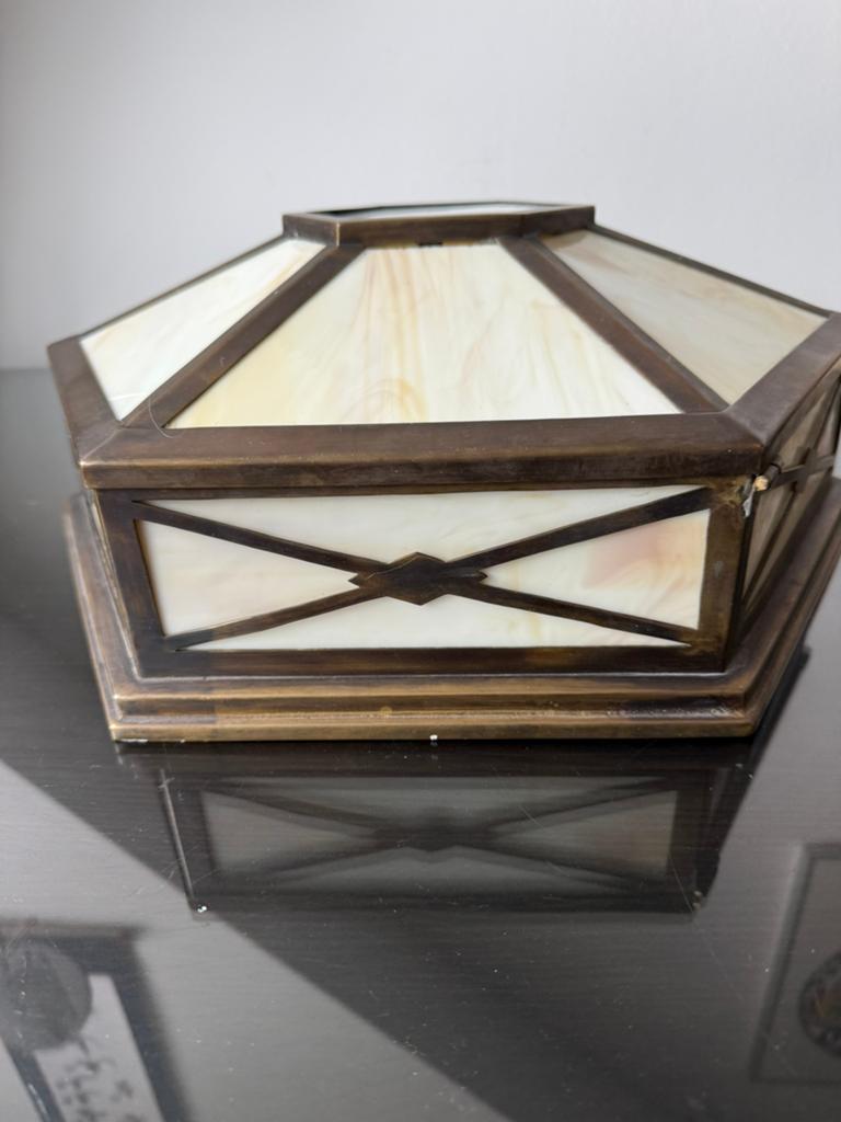 Grote Art Deco plafondlamp plafonniere Tiffany, Ophalen of Verzenden