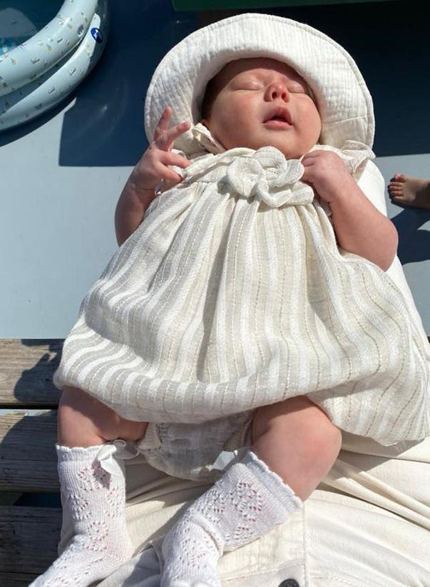 Jurkje Mayoral 65 cm 2-4 maanden, Kinderen en Baby's, Babykleding | Maat 62, Ophalen of Verzenden, Zo goed als nieuw, Meisje, Jurkje of Rokje