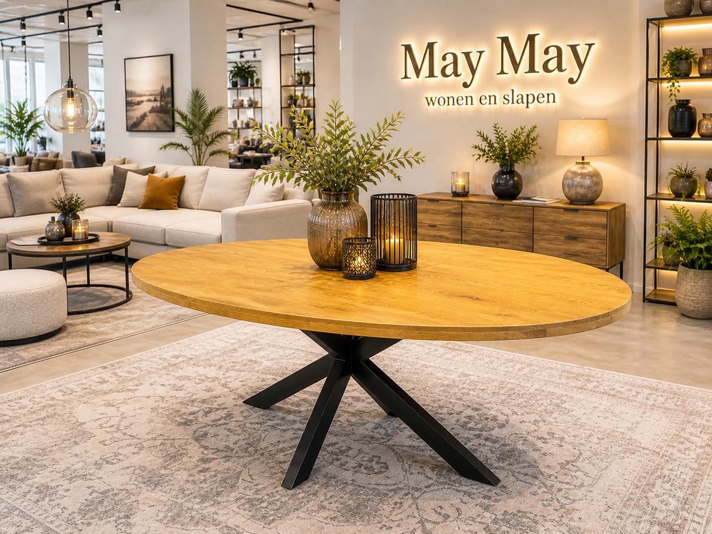 Eettafel ovaal 180 Vlak tafelblad Mango Direct leverbaar7412